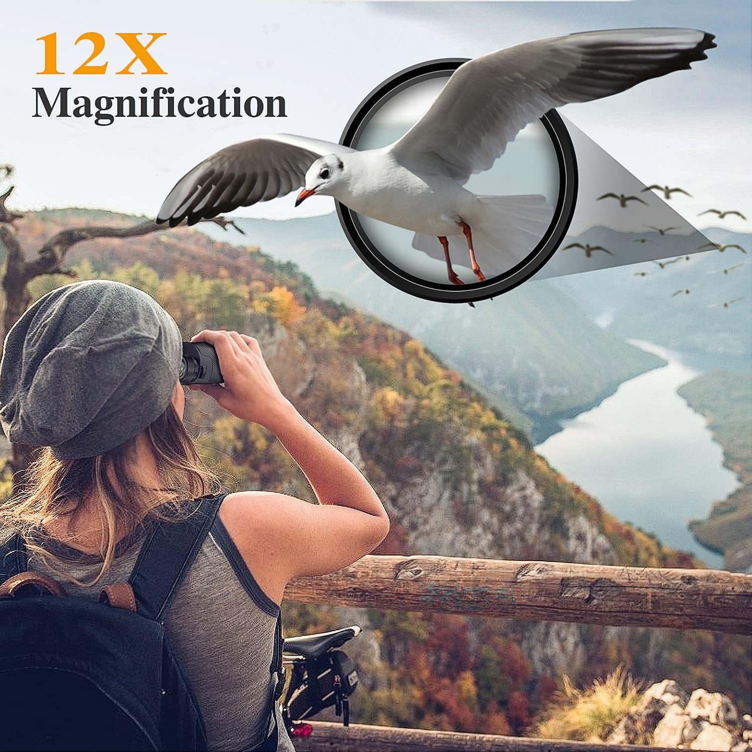 12 X 25 Binoculars for Adults, Compact Professional Binoculars for Bird Watching Hunting Concerts Sports Hiking, Waterproof Lightweight Small Binoculars with Clear Low Light Vision