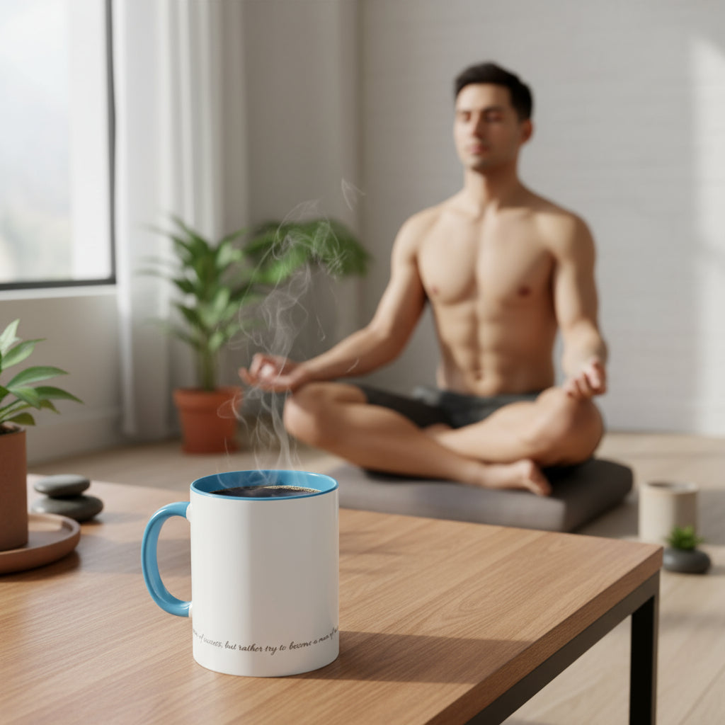 “Man of Value” Multi-Coloured Inspirational Coffee Mug - Motivational Gift, Albert Einstein Quote, Office Decor, Birthday Present, Self-Improvement