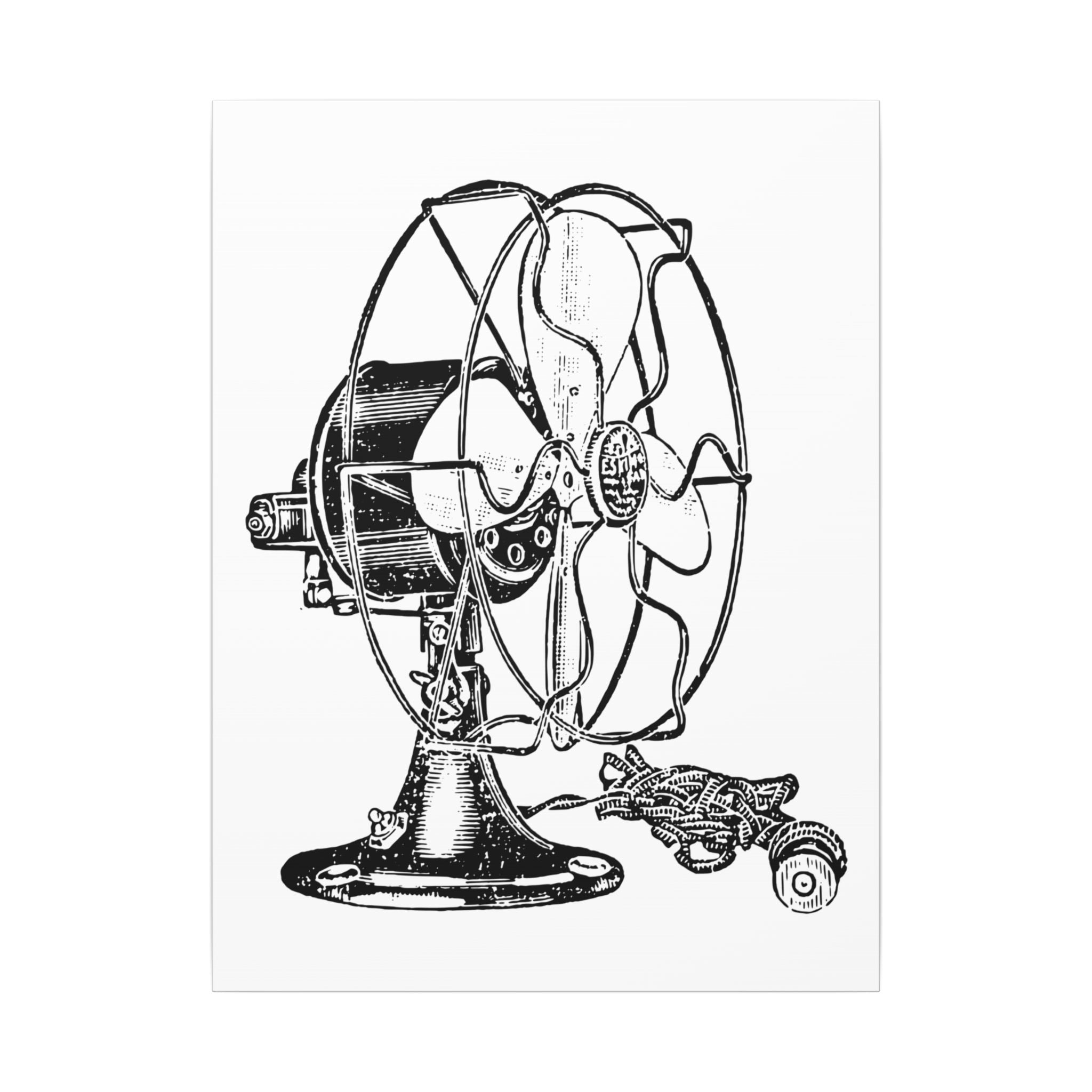 Vintage Electric Fan Illustration Canvas