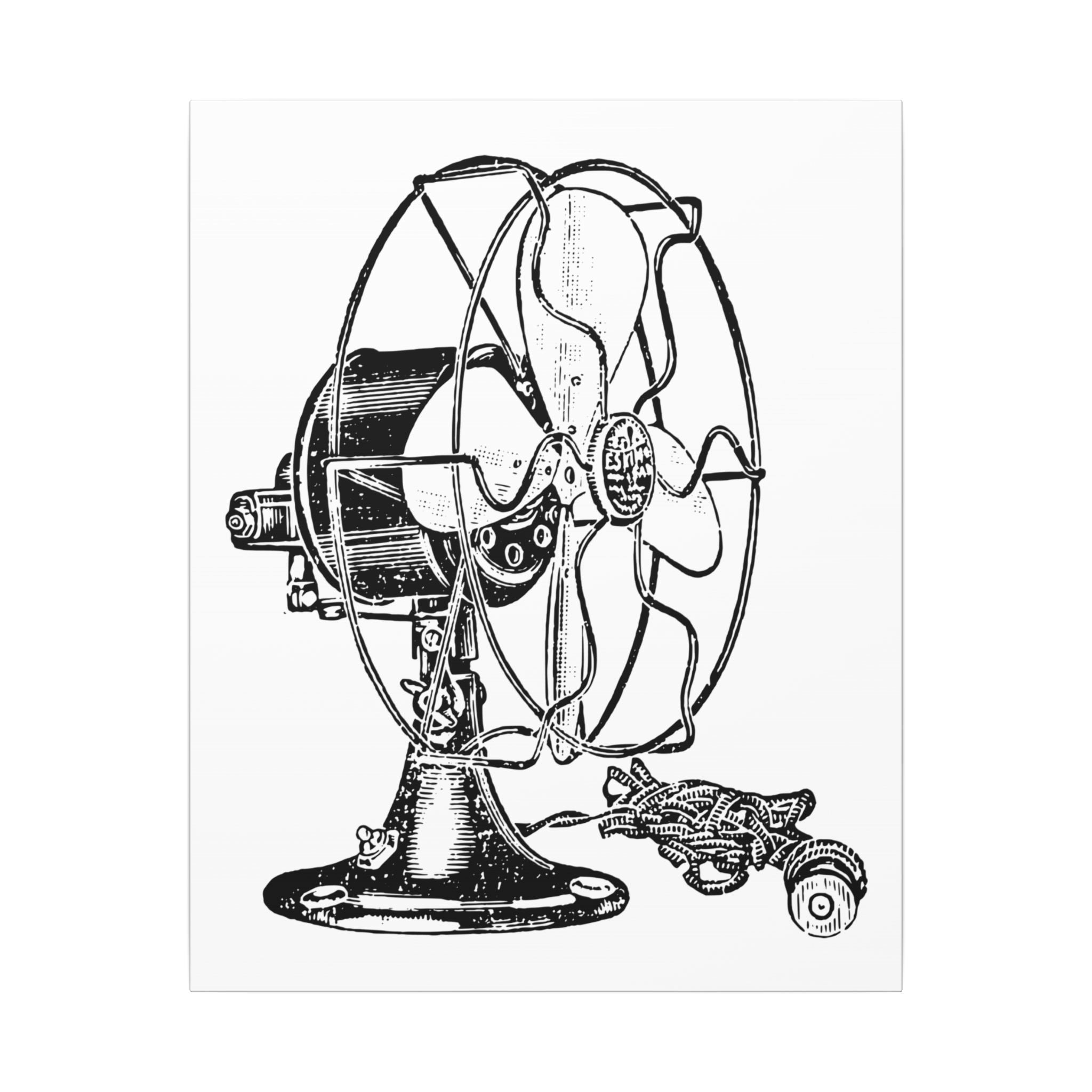 Vintage Electric Fan Illustration Canvas