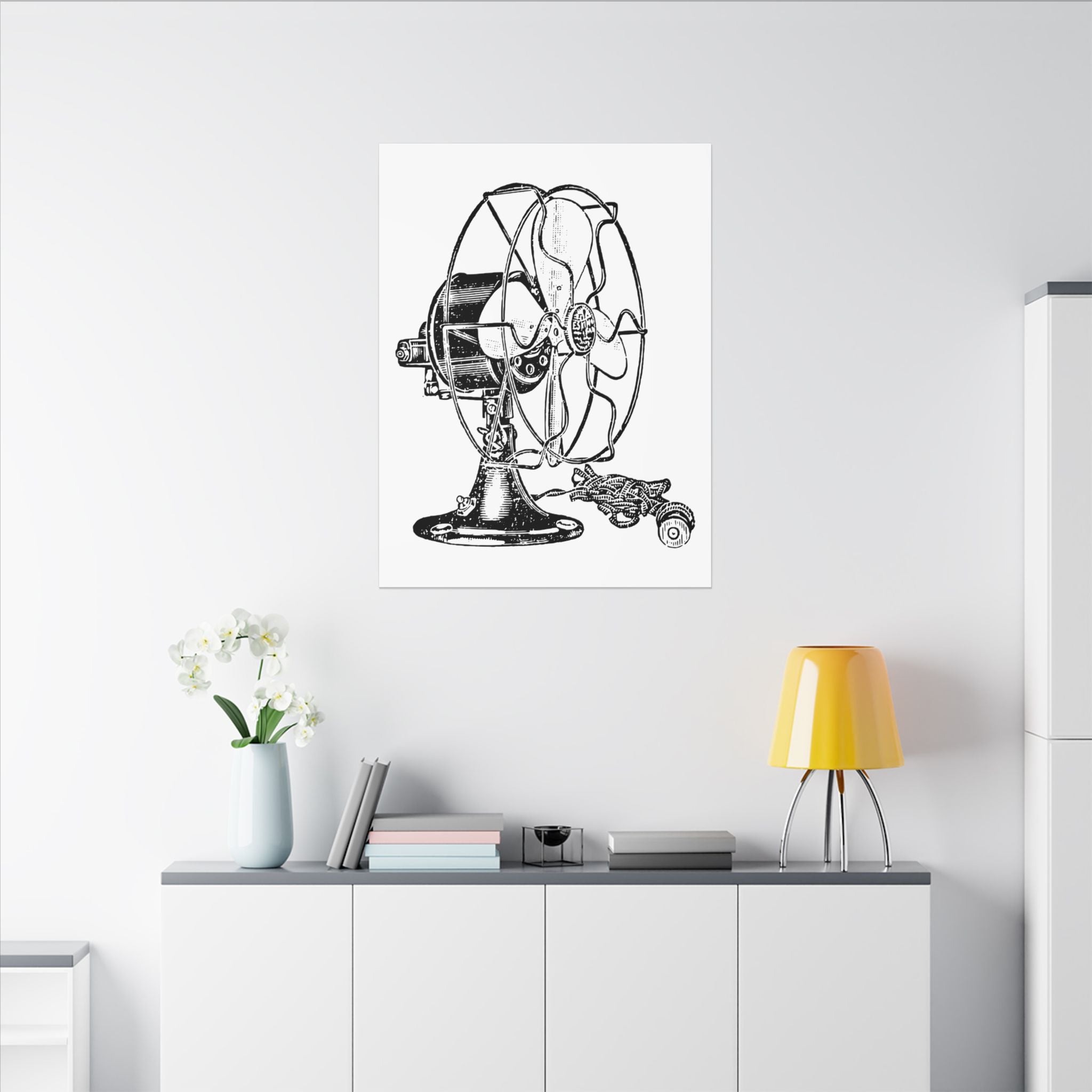 Vintage Electric Fan Illustration Canvas