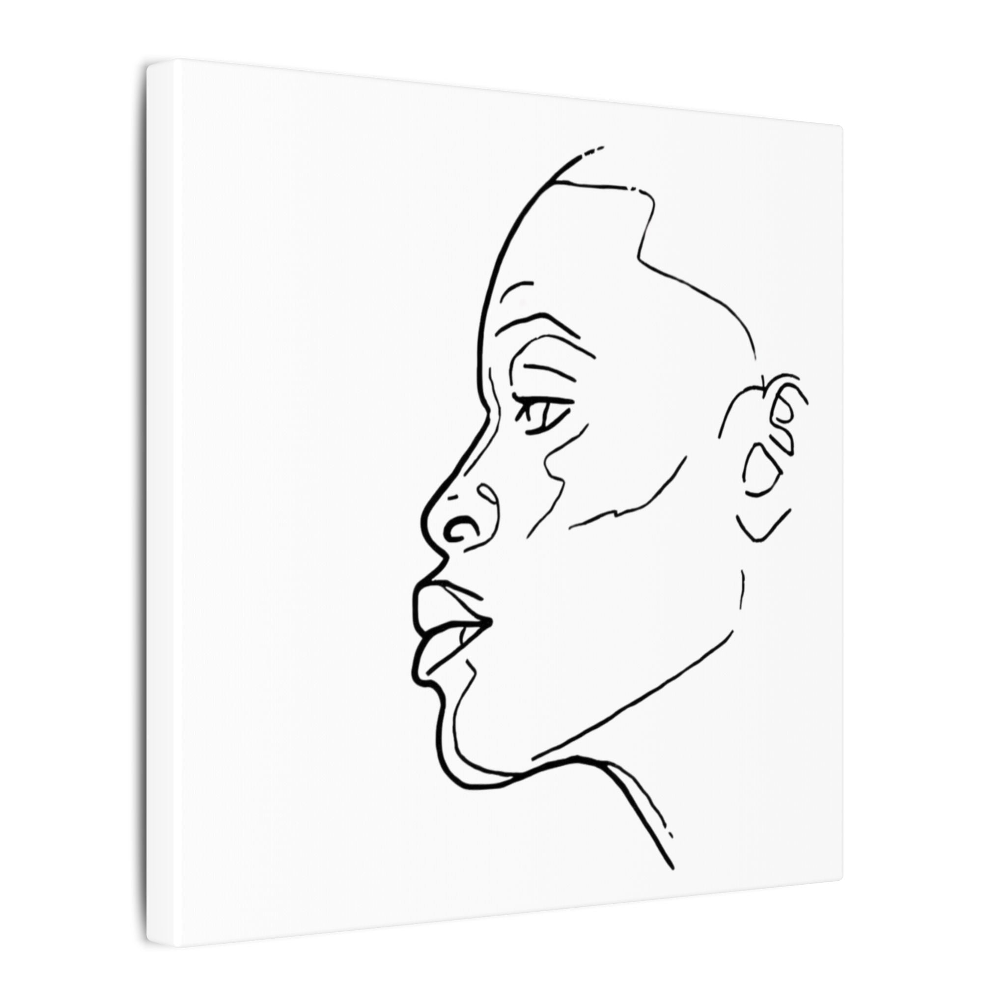 line drawing Female face Illustration Canvas