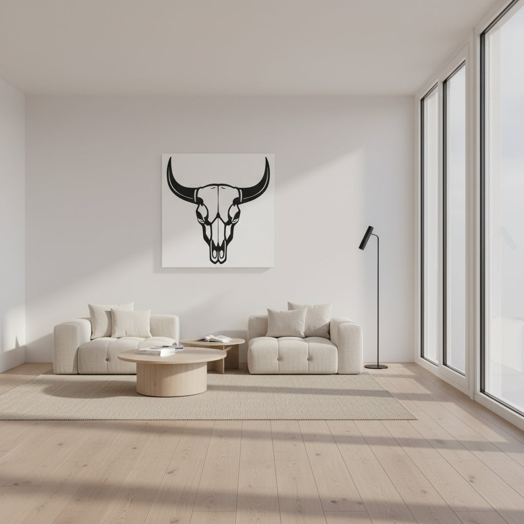Bull skull with horns art Canvas