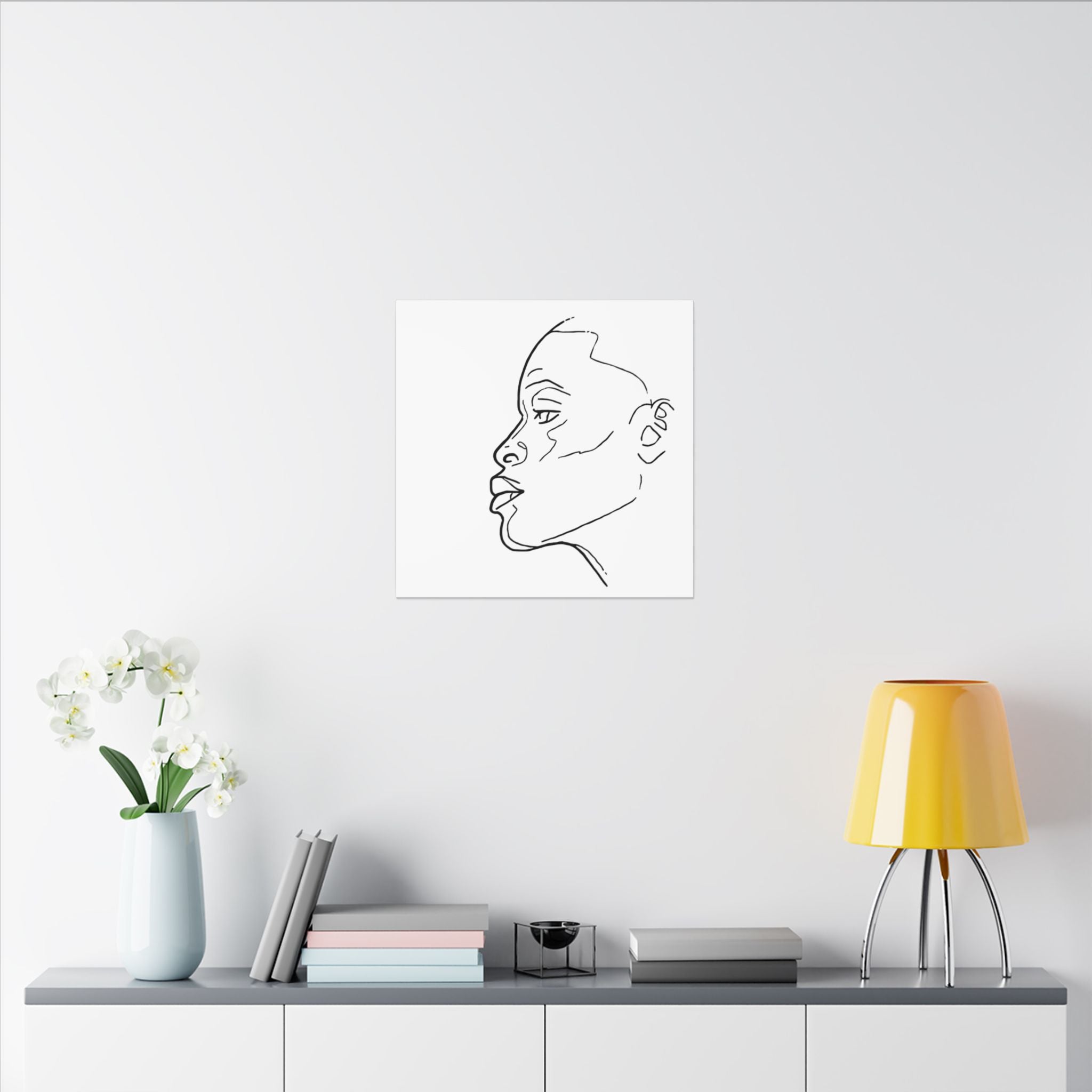 line drawing Female face Illustration Canvas