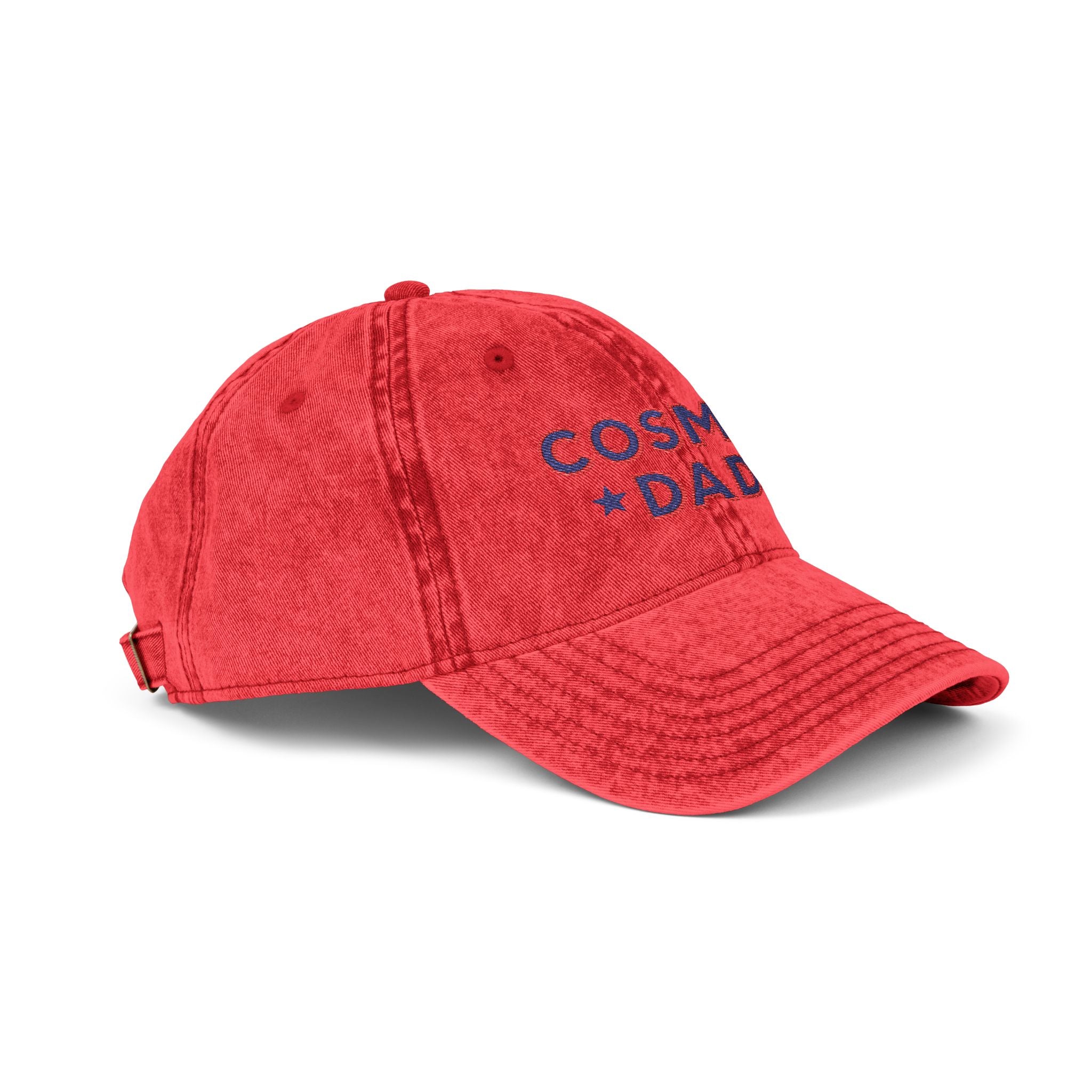 Cosmic Dad Vintage Cap, Embroidered Dad Hat, Stylish Gift for Fathers Day, Casual Dad Accessories, Trendy Red Cap