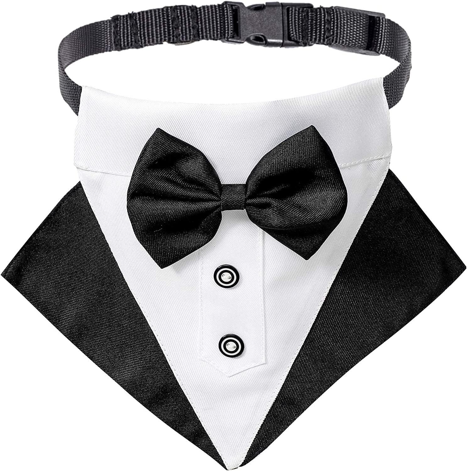 Formal Dog Tuxedo Wedding Pet Bandana Collar with Bow Tie, Adjustable Pet Bowtie Collar Bandana for Large Dog (Large)