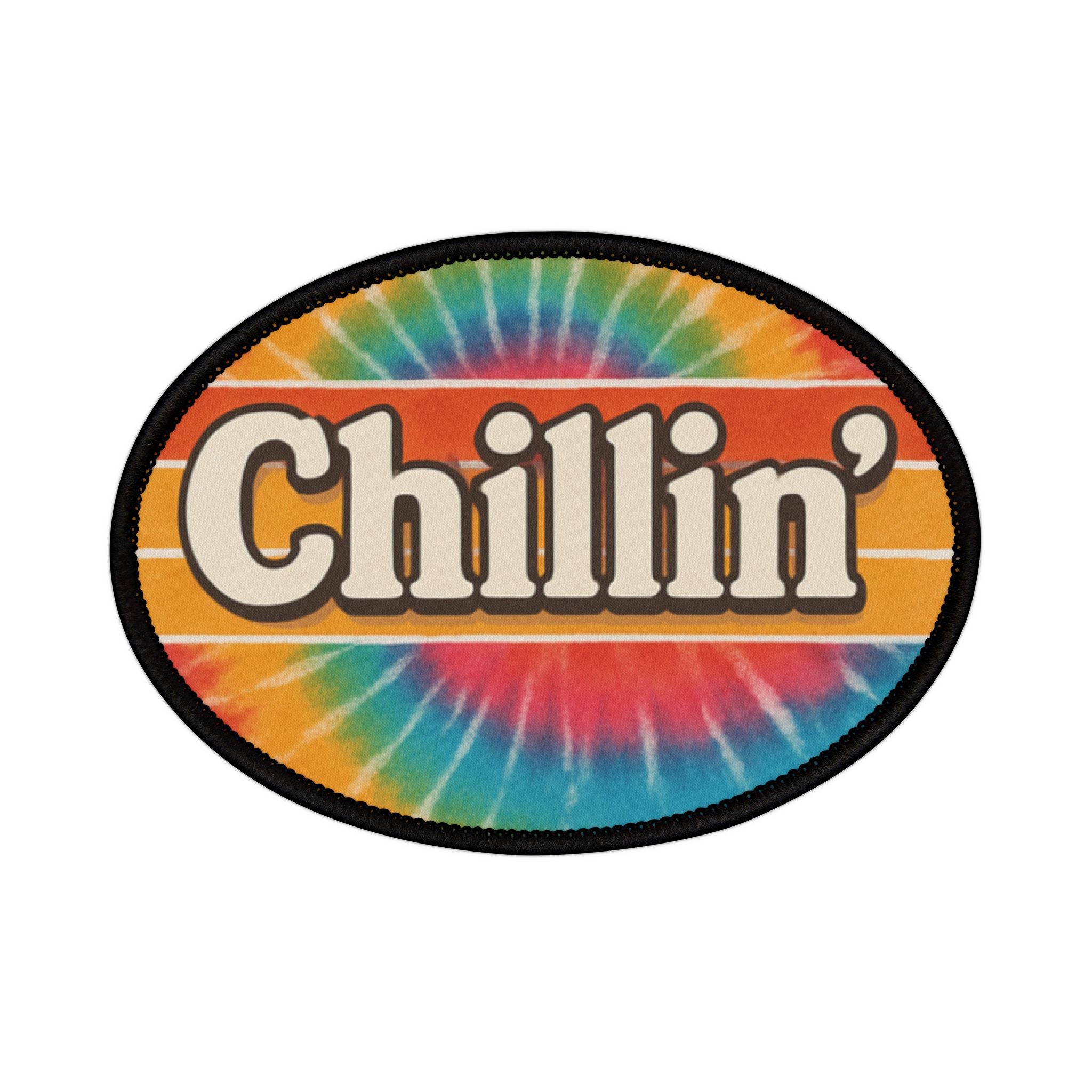 Retro Tie-Dye Chillin' Iron-On Patches for Jackets, Bags, Customization, Gifts, DIY Projects