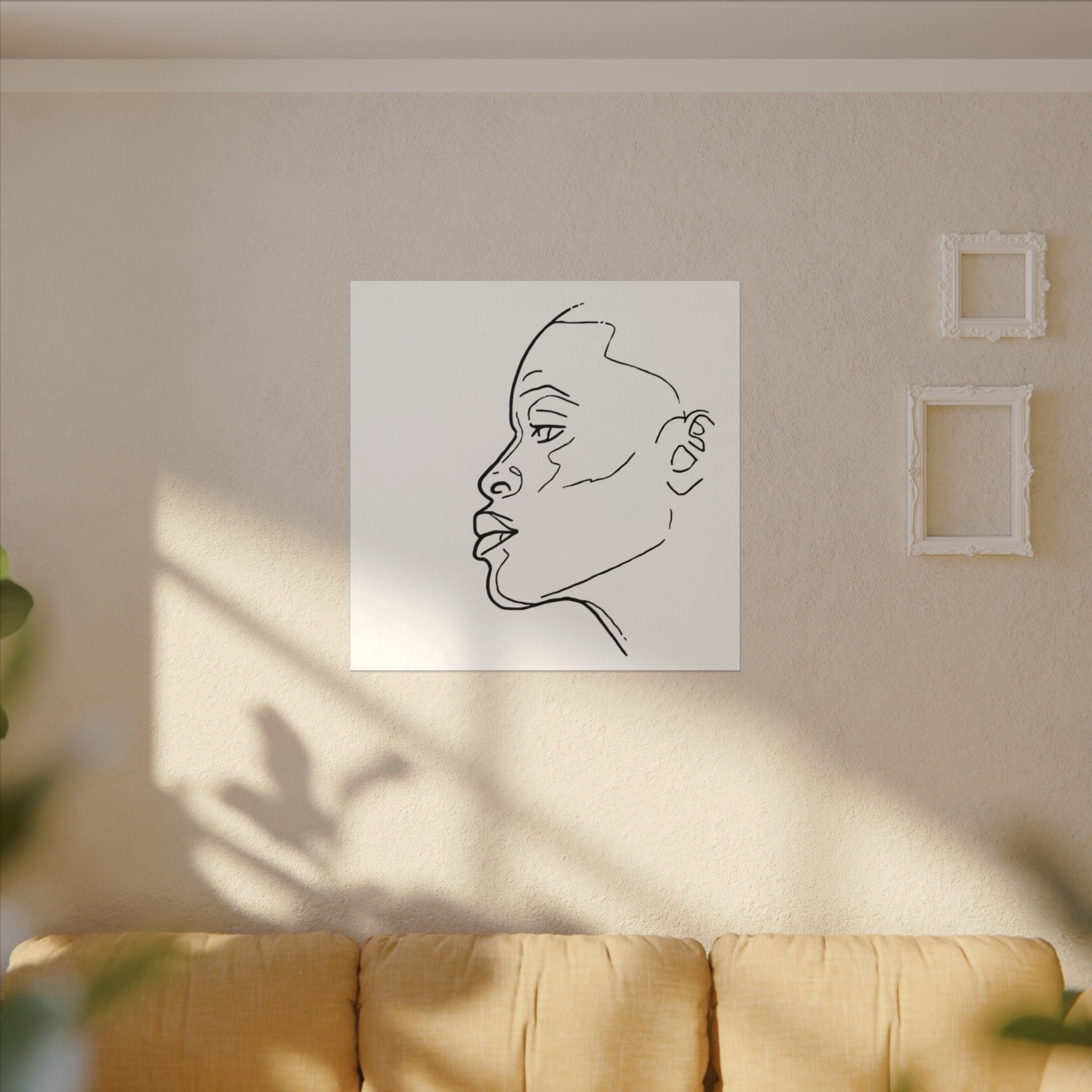 line drawing Female face Illustration Canvas