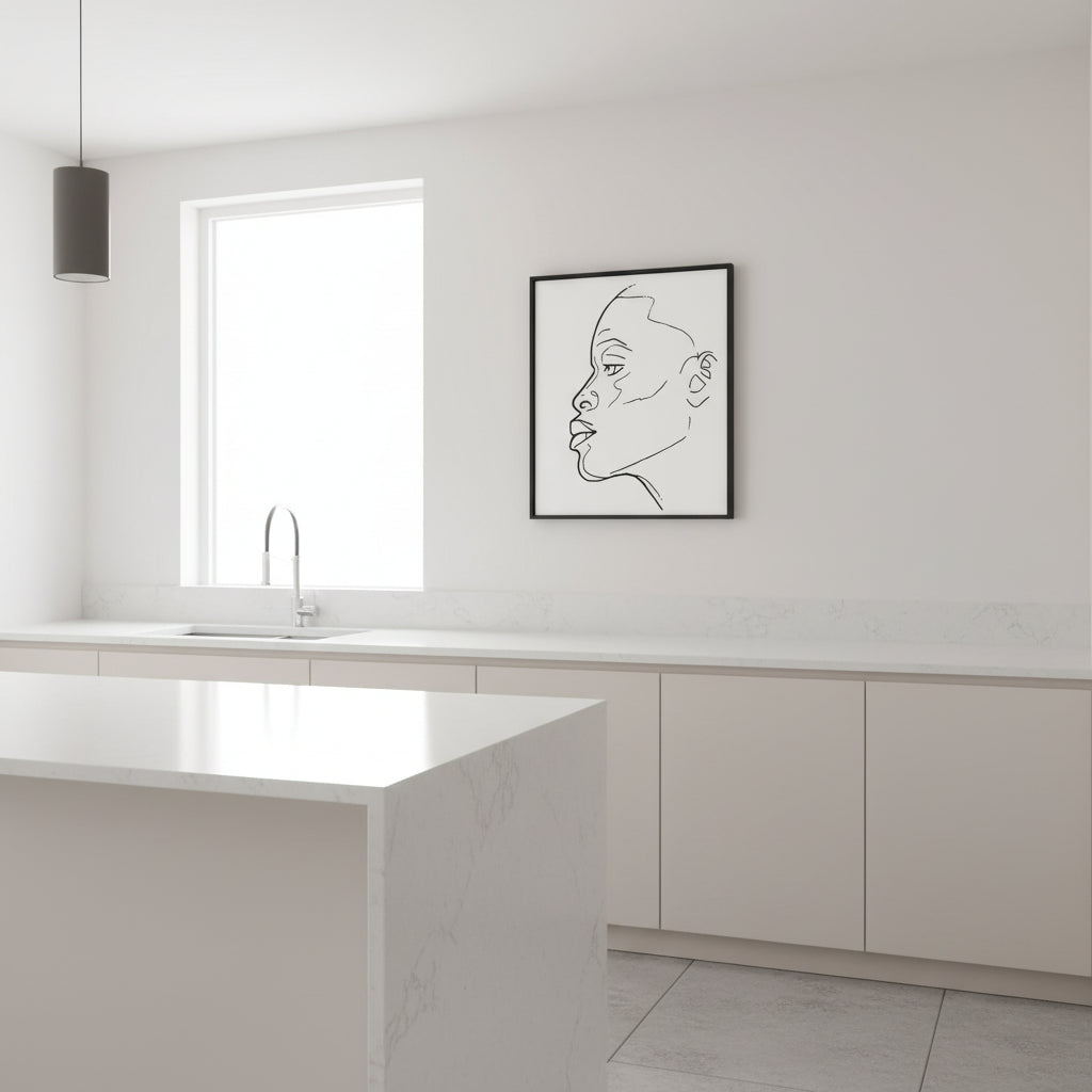 line drawing Female face Illustration Canvas