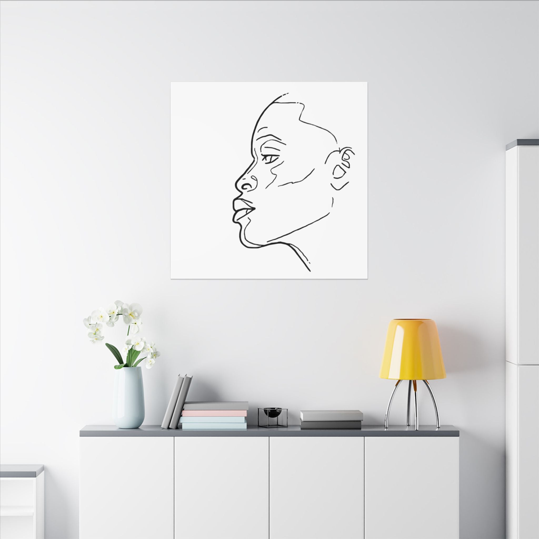 line drawing Female face Illustration Canvas