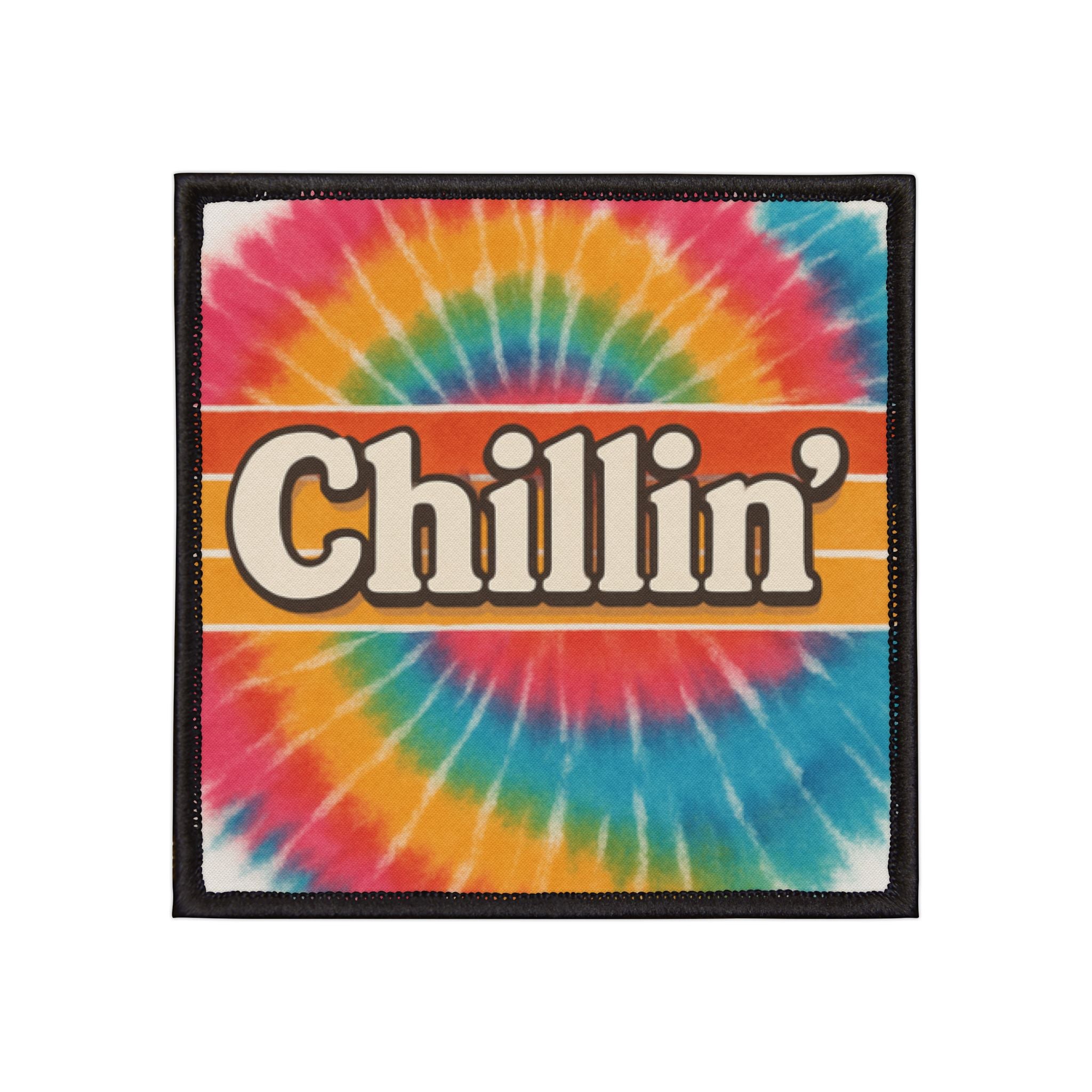 Retro Tie-Dye Chillin' Iron-On Patches for Jackets, Bags, Customization, Gifts, DIY Projects