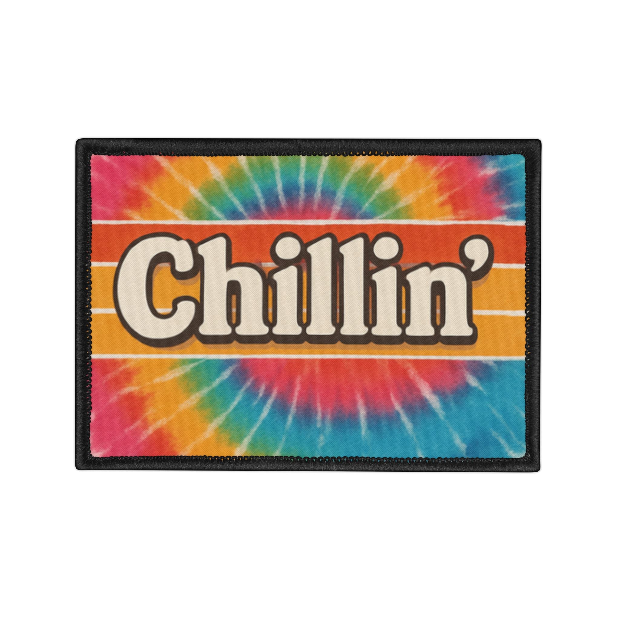 Retro Tie-Dye Chillin' Iron-On Patches for Jackets, Bags, Customization, Gifts, DIY Projects