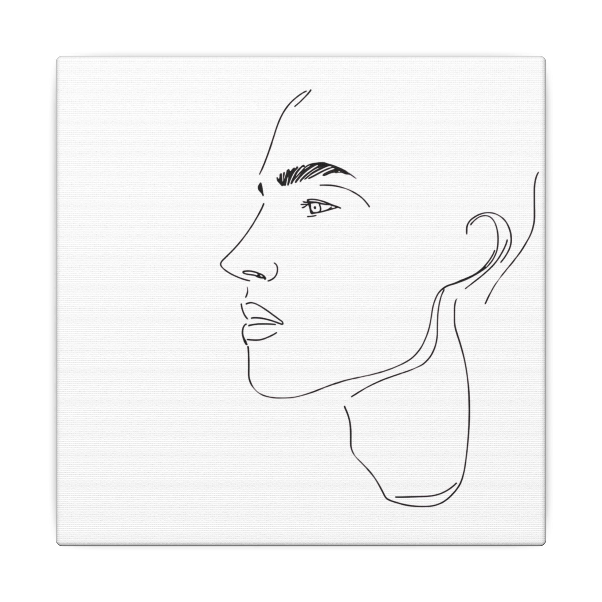 line drawing Male face Illustration Canvas