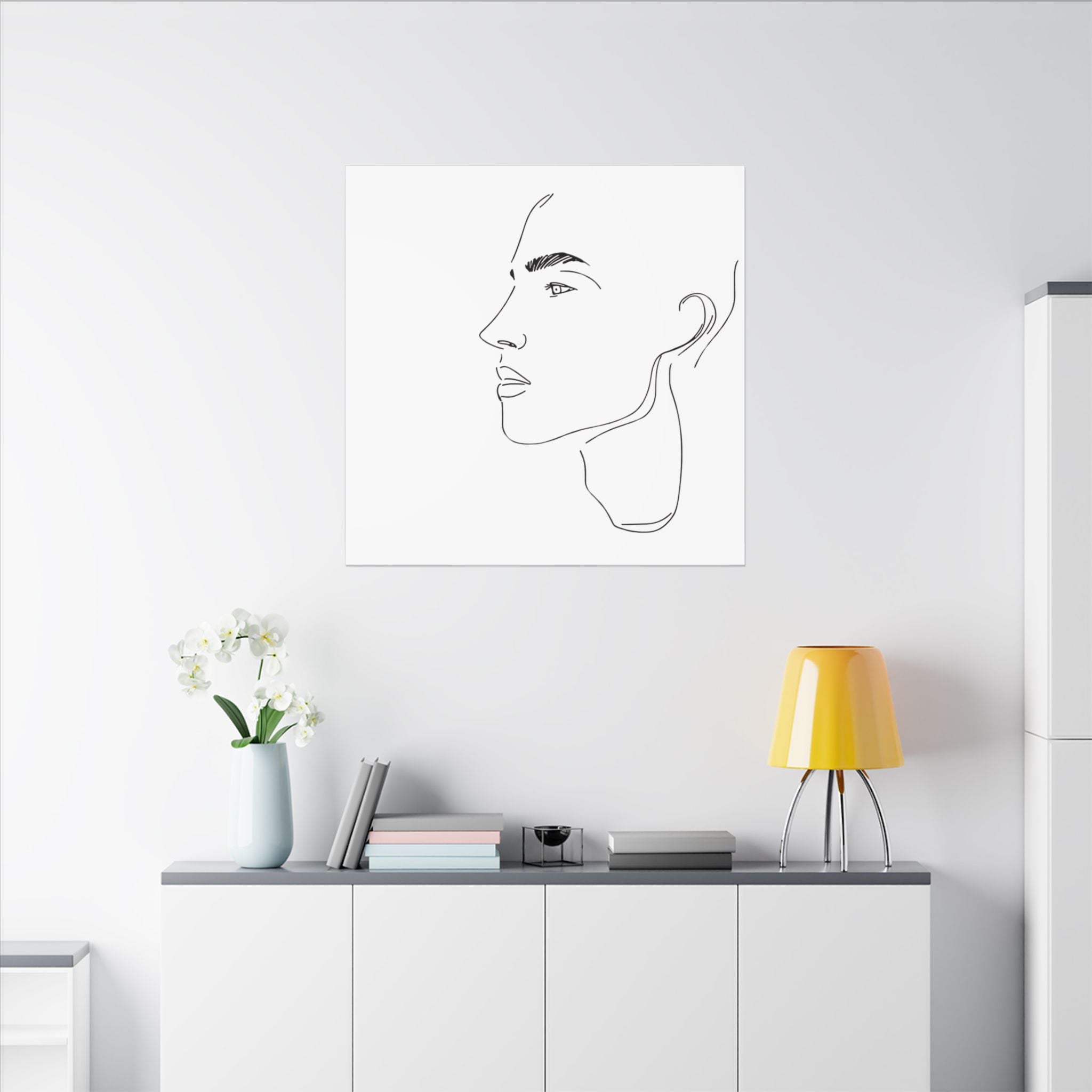 line drawing Male face Illustration Canvas