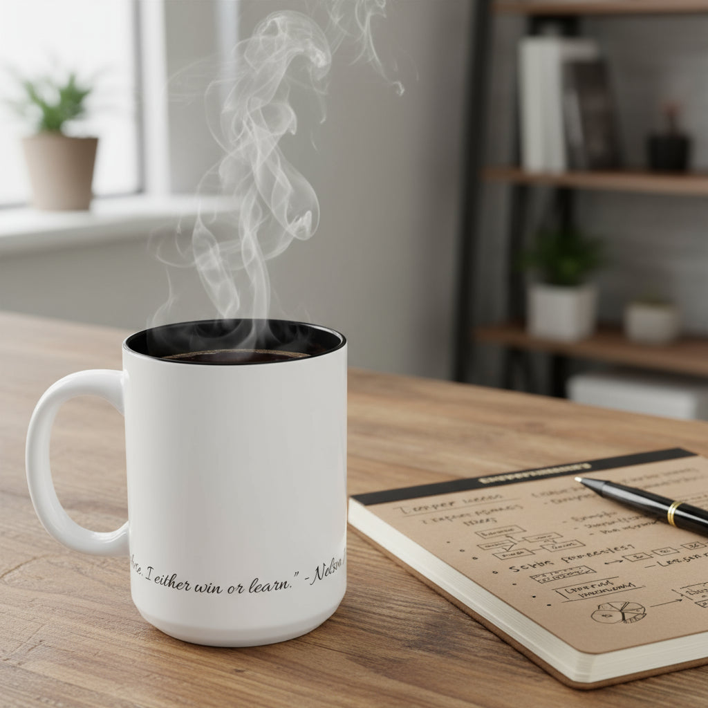 "Never lose” Mandela, Multi-Coloured Inspirational Coffee Mug - Motivational Gift, Office Decor, Birthday Present, Self-Improvement