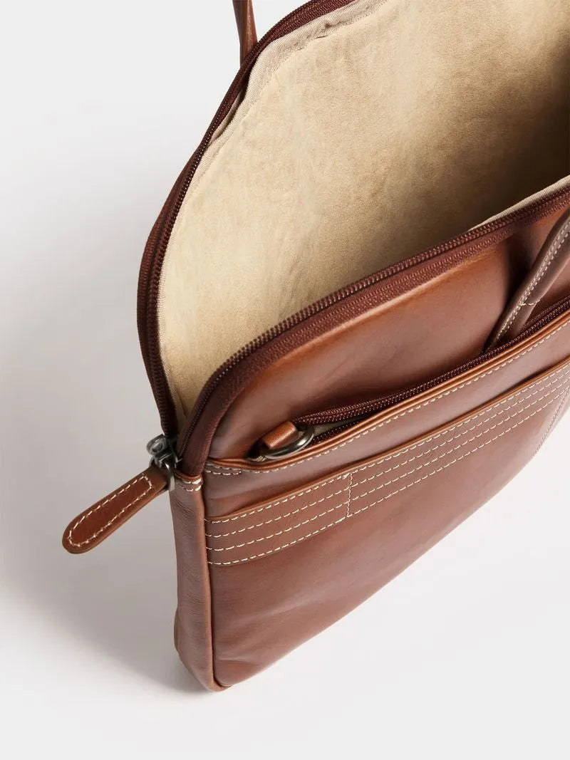 Fabiani Men's Tan Leather Laptop Bag