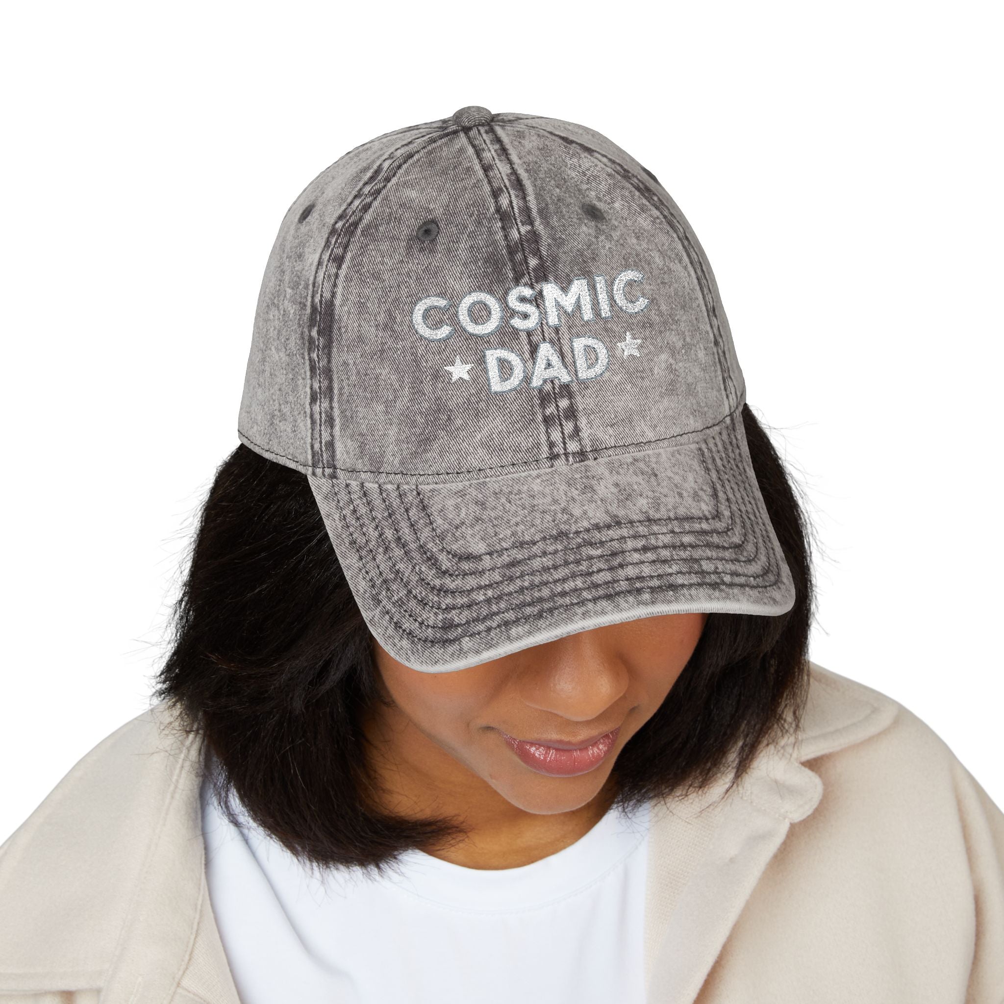 Cosmic Dad Vintage Cap, Embroidered Dad Hat, Stylish Gift for Fathers Day, Casual Dad Accessories, Trendy Red Cap