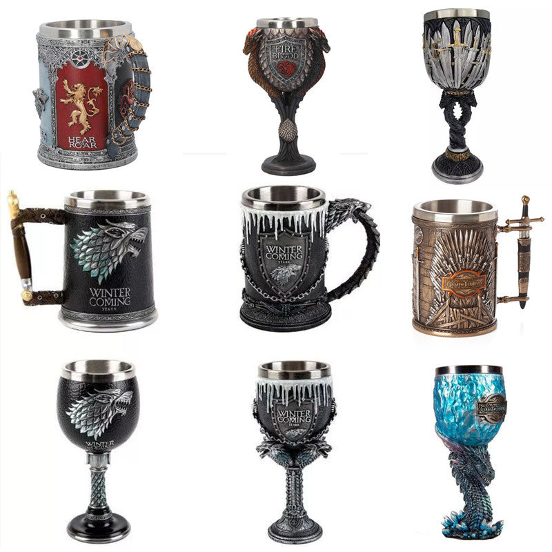 Wine Glasses, A Song of Ice and Fire, Game of Thrones Mugs, Embossed Beer Glasses, Large Capacity Whiskey Cups