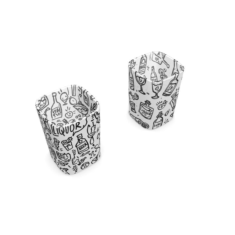 Square Shot Glass 2 Set  packaged in custom designed tin