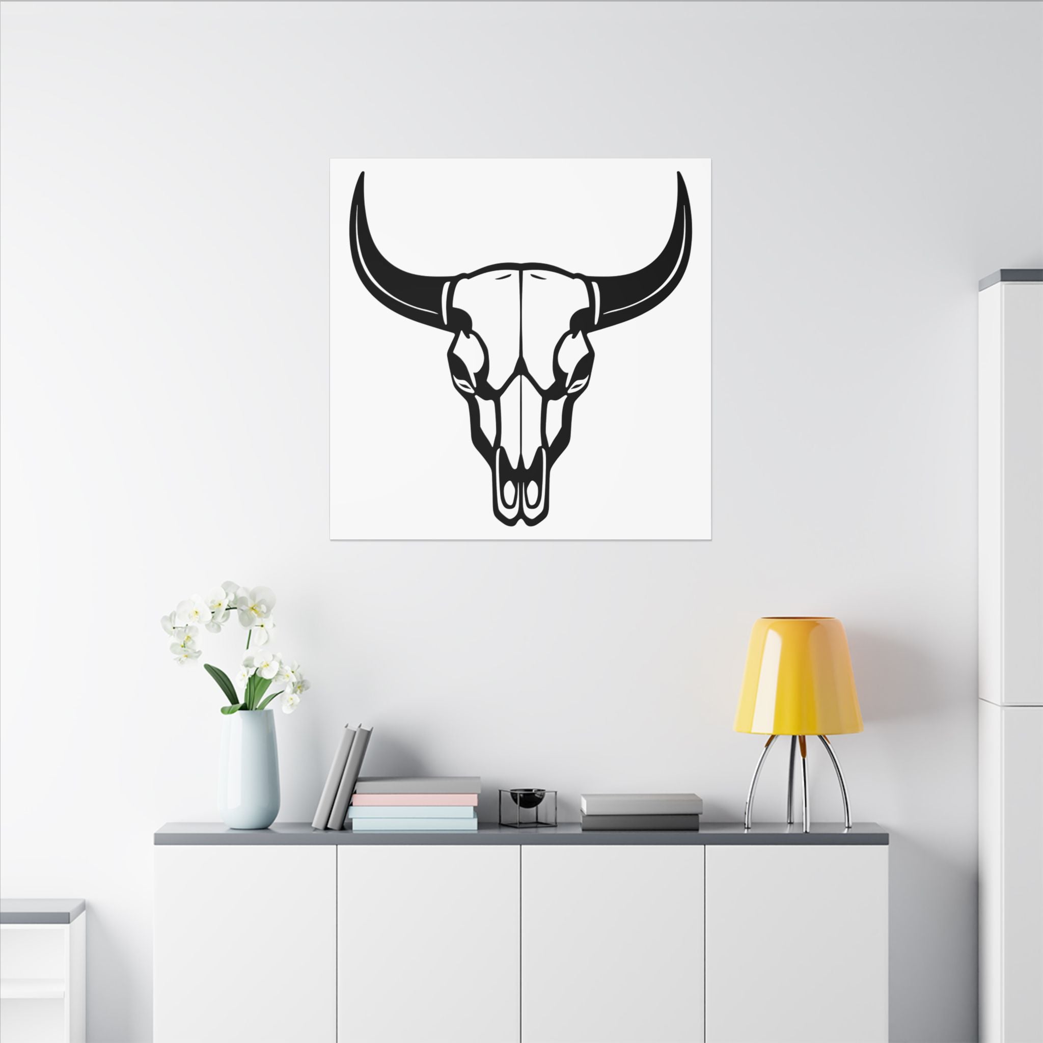 Bull skull with horns art Canvas