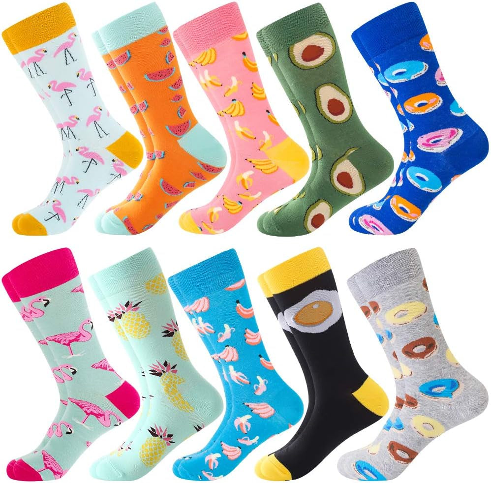 Mens Dress Socks, Cool Cute Food Graphic Animal Novelty Crazy Funny Crew Fun Socks for Men
