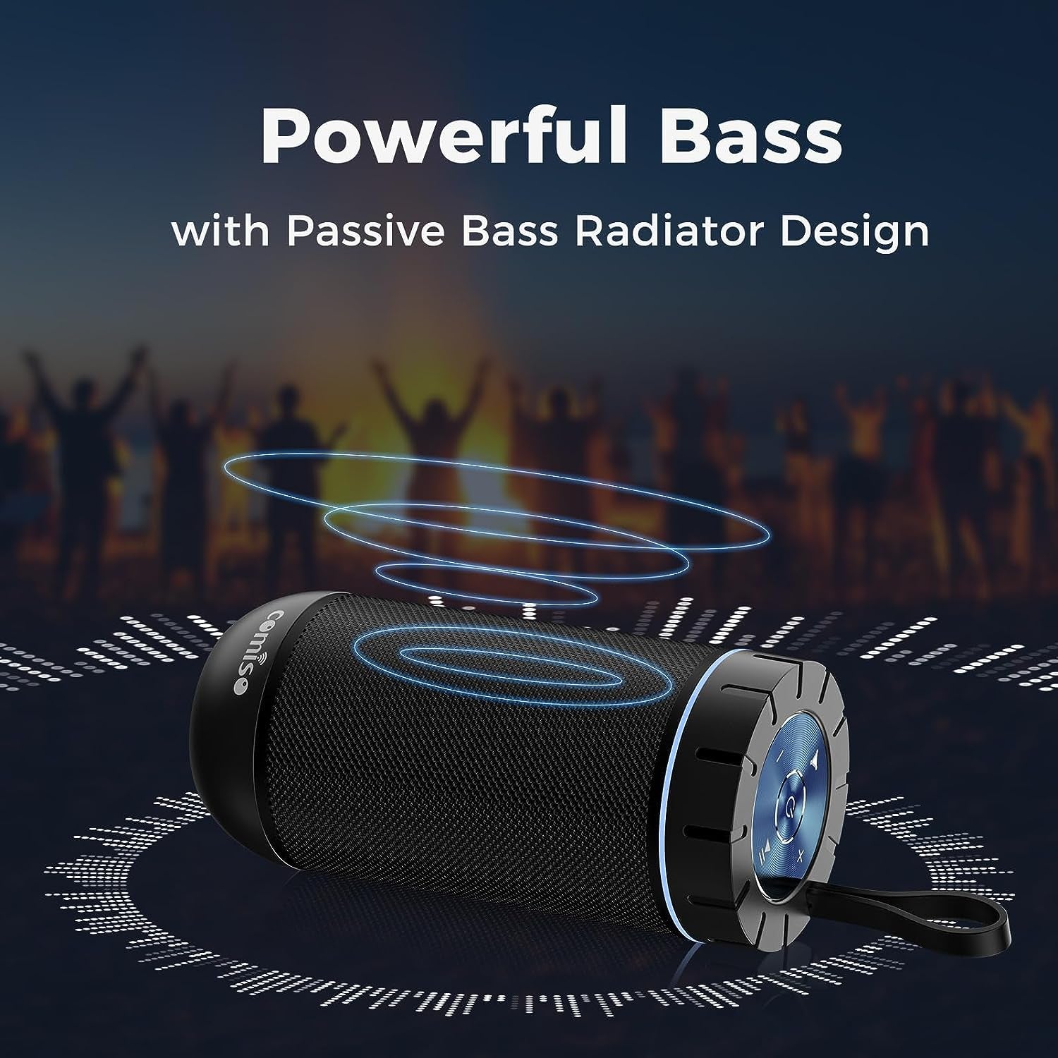 Bluetooth Speaker, IP65 Waterproof Portable Speaker with 360° HD Stereo Sound, Punchy Bass, TWS Pairing, 24H Playtime, Wireless Speakers for Home/Outdoor/Camping/Beach, 