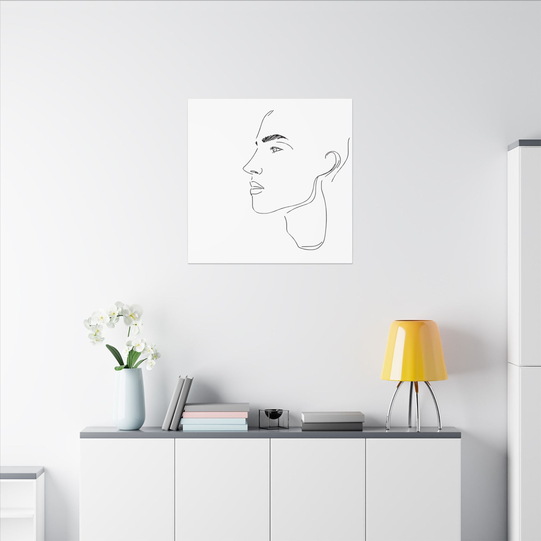 line drawing Male face Illustration Canvas