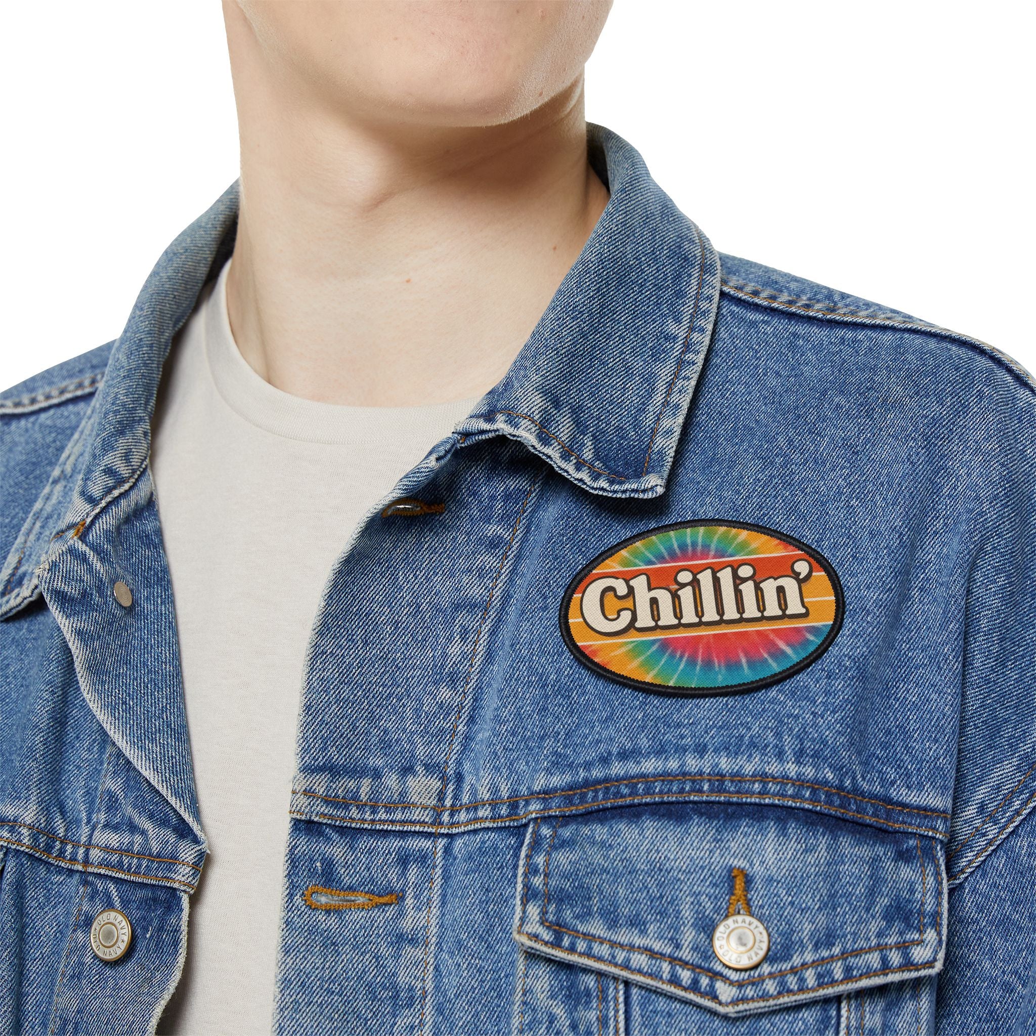 Retro Tie-Dye Chillin' Iron-On Patches for Jackets, Bags, Customization, Gifts, DIY Projects