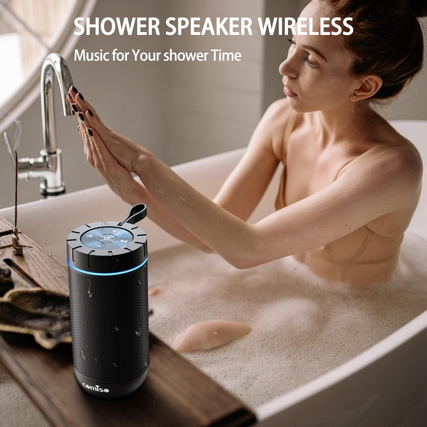 Bluetooth Speaker, IP65 Waterproof Portable Speaker with 360° HD Stereo Sound, Punchy Bass, TWS Pairing, 24H Playtime, Wireless Speakers for Home/Outdoor/Camping/Beach, 