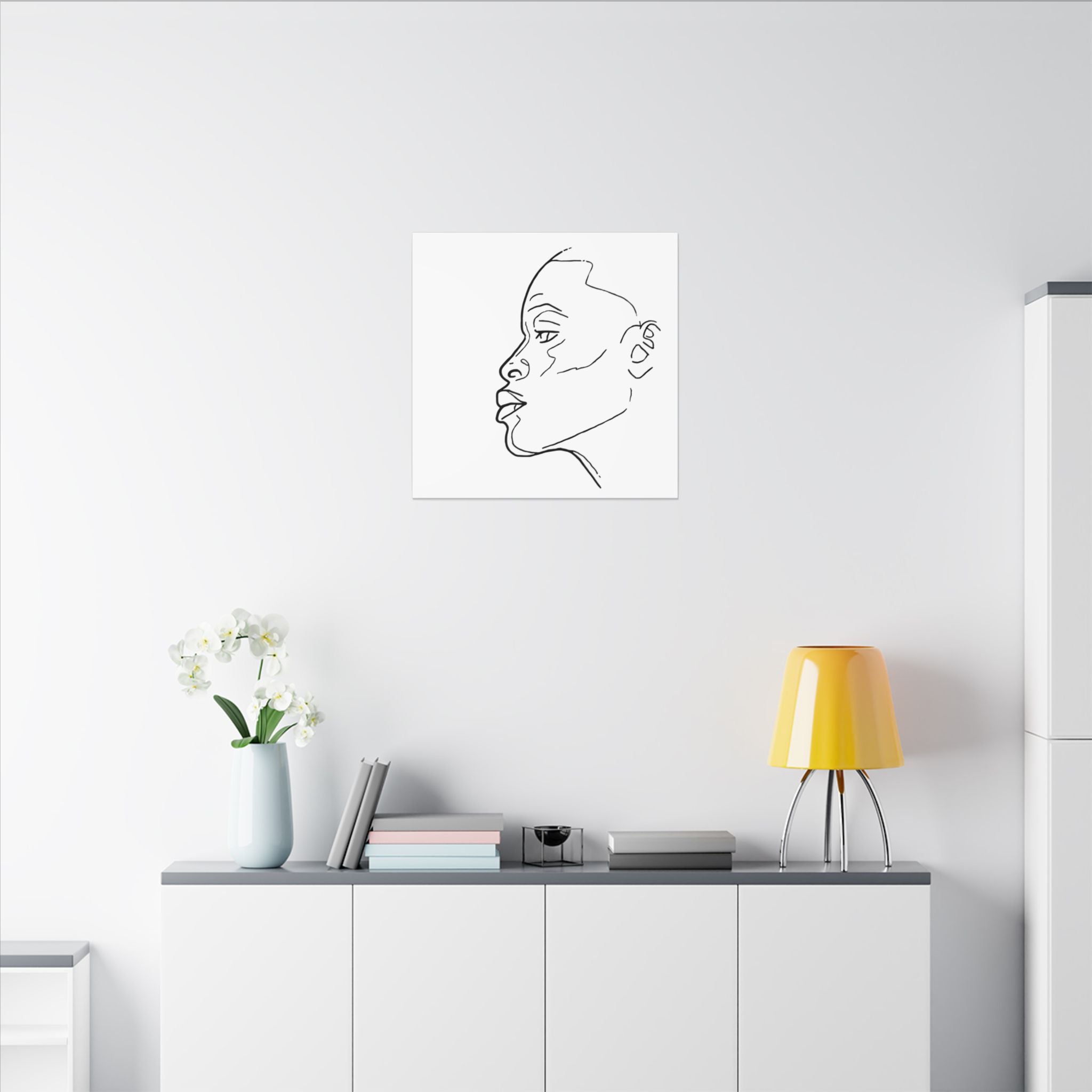 line drawing Female face Illustration Canvas
