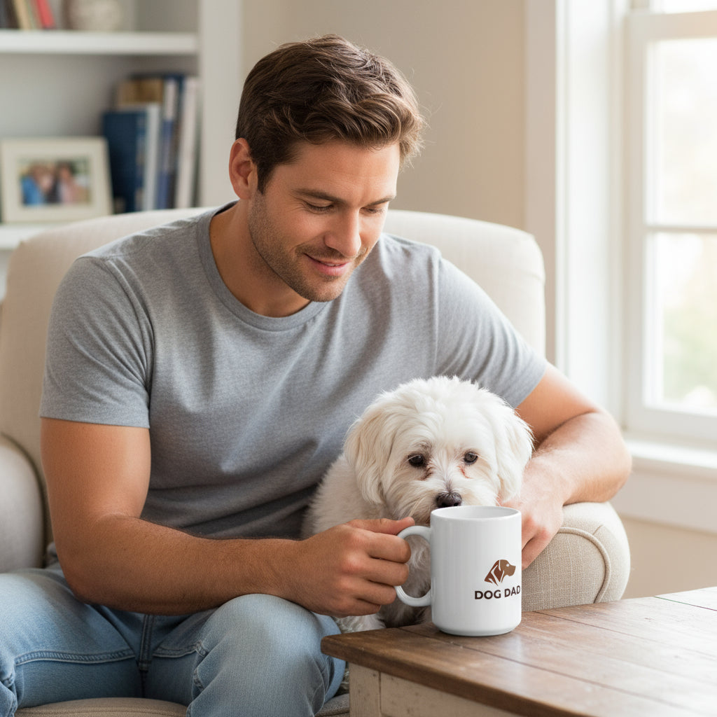 Dog Dad Ceramic Mug - 11oz & 15oz, Perfect Gift for Pet Lovers, Custom Dog Mug for Birthdays, Father's Day, Cute Coffee Cup