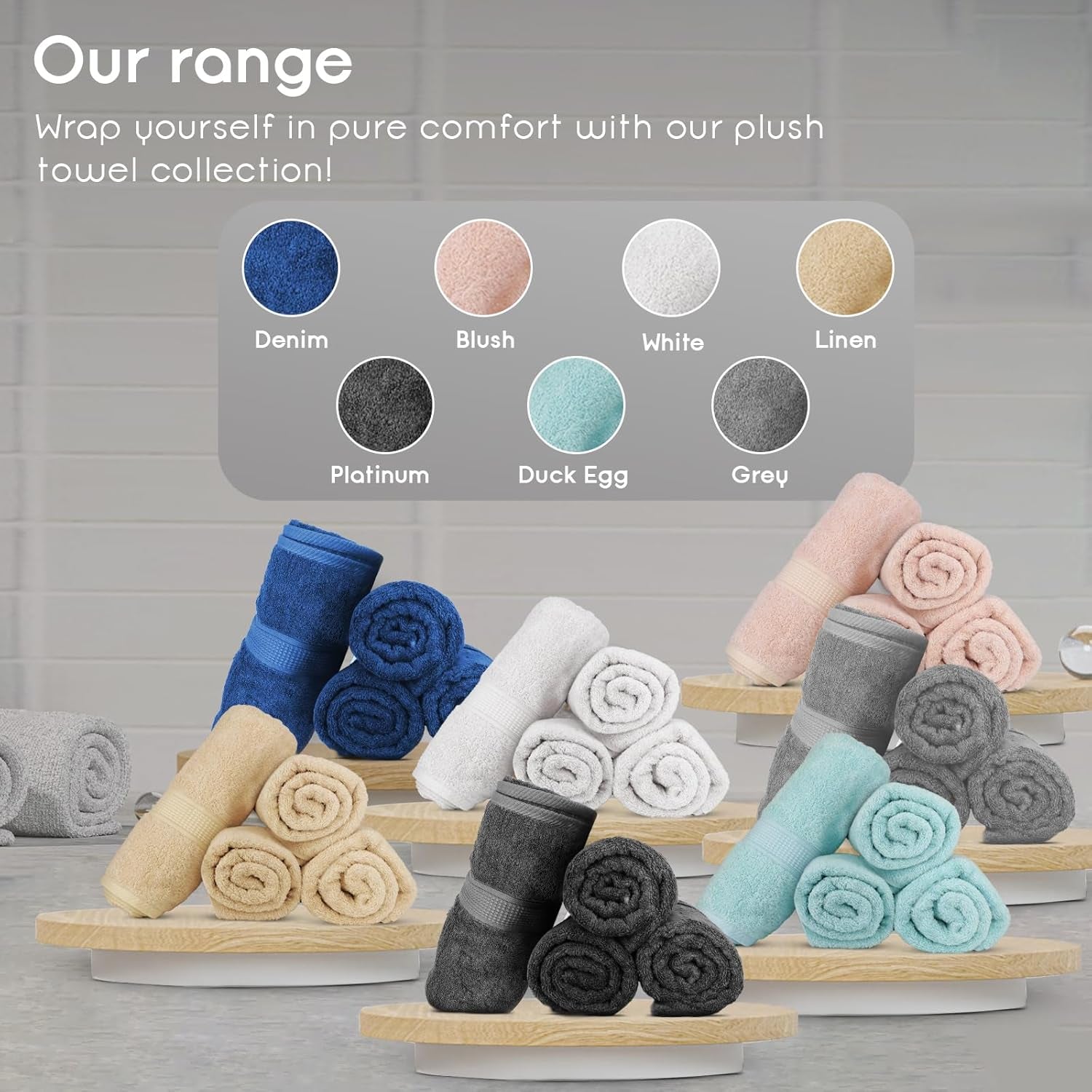 Premium Bath Towels Pack of 4, 100% Cotton, Large, Super Soft, Highly Absorbent, Quick Dry, Durable, Comfortable, Great Value & Quality, Perfect for Home & Bathroom - Grey