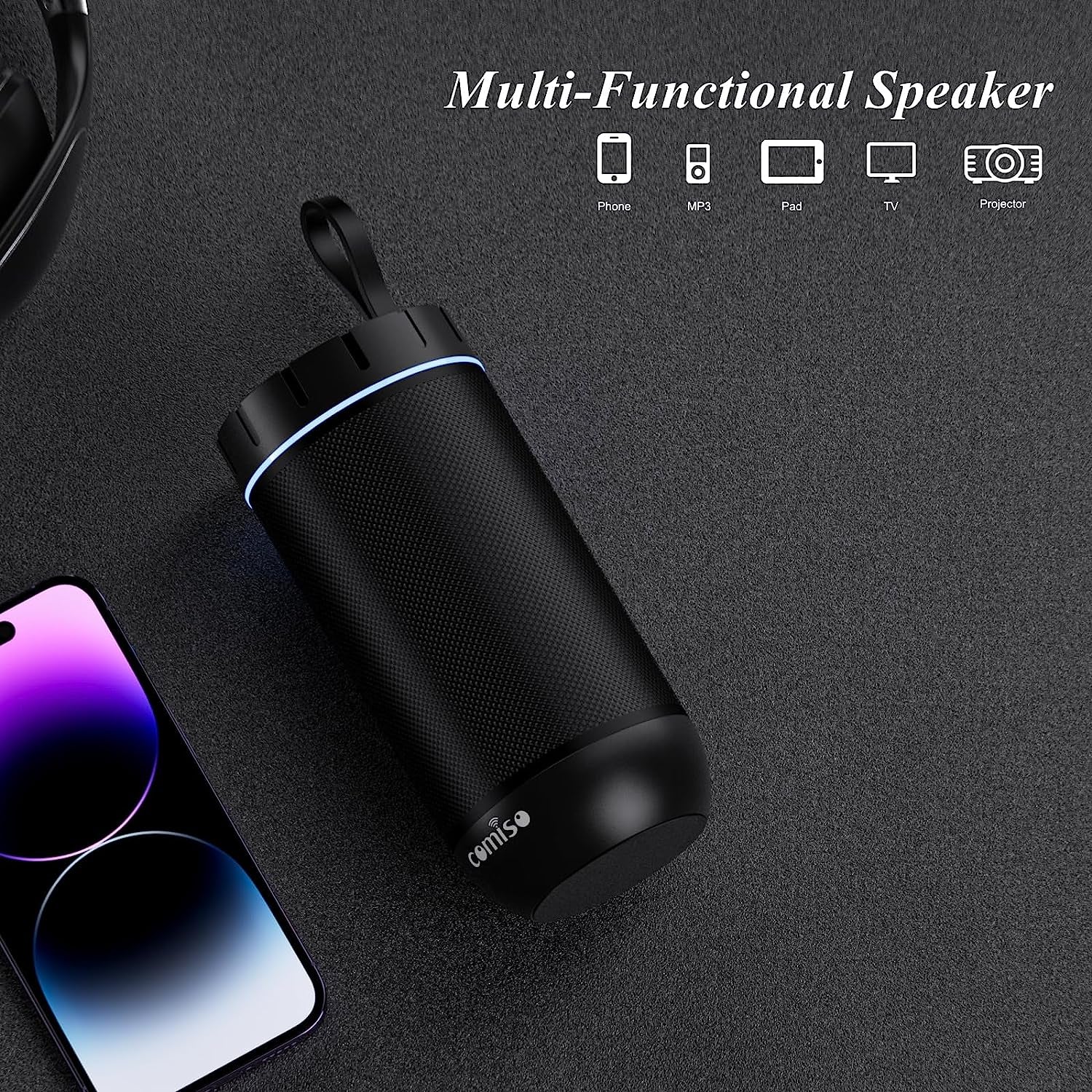 Bluetooth Speaker, IP65 Waterproof Portable Speaker with 360° HD Stereo Sound, Punchy Bass, TWS Pairing, 24H Playtime, Wireless Speakers for Home/Outdoor/Camping/Beach, 