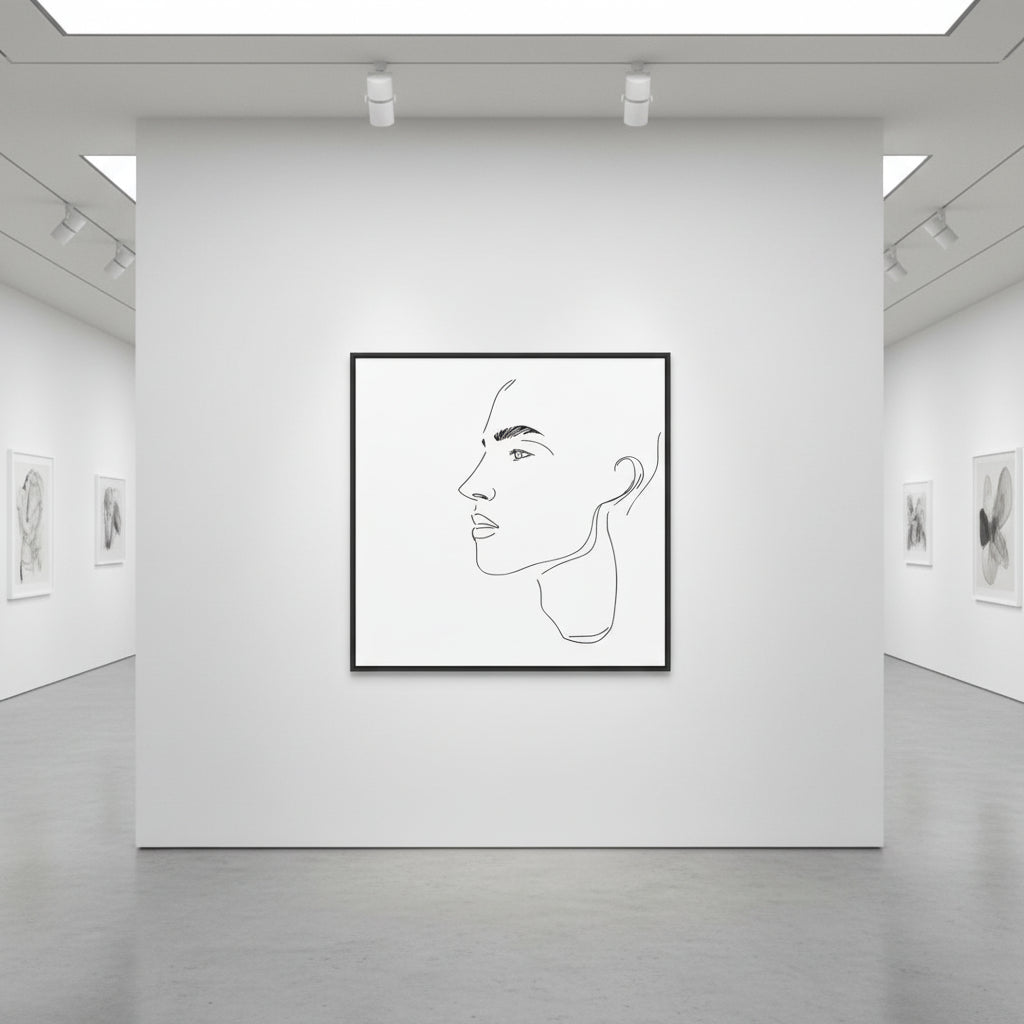 line drawing Male face Illustration Canvas