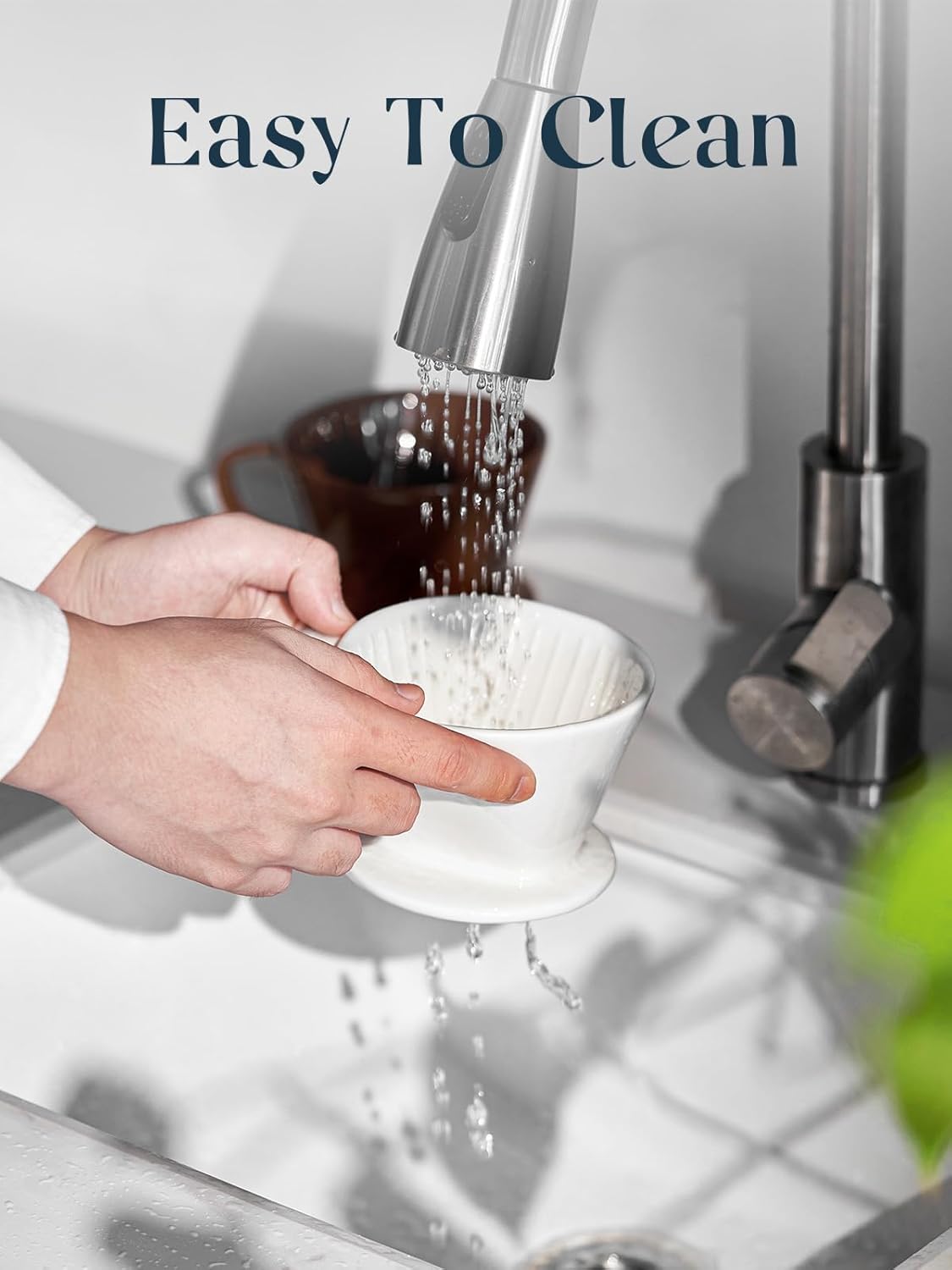 Pour Over Coffee Maker, Non-Electric Pour Over Coffee Dripper, Manual Brew Maker, Single Cups Porcelain Slow Brewing Accessories for Gifts,White