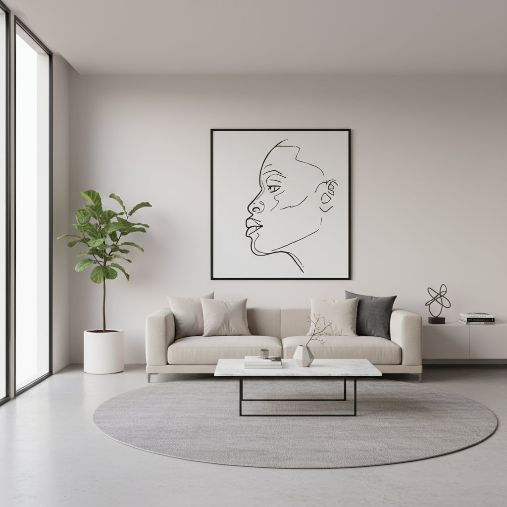 line drawing Female face Illustration Canvas