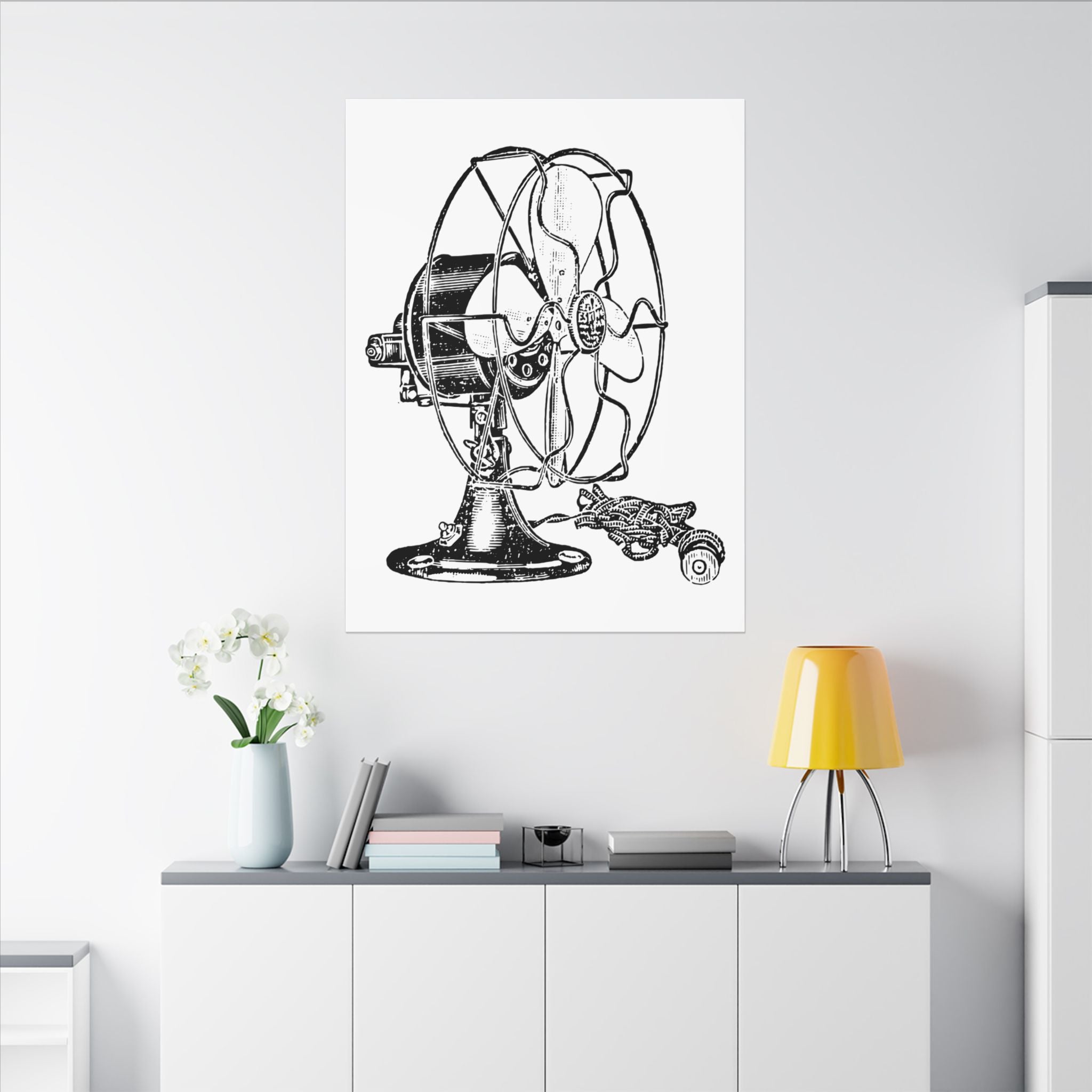 Vintage Electric Fan Illustration Canvas
