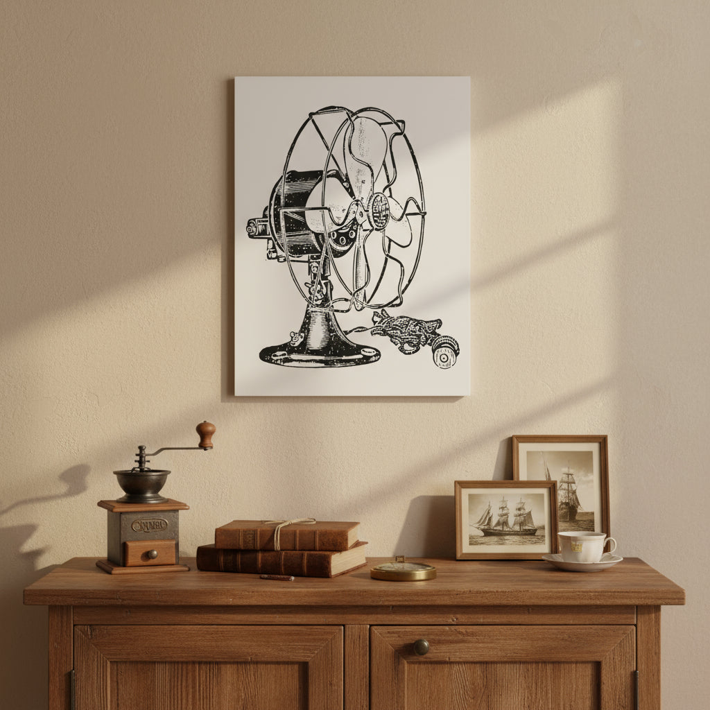 Vintage Electric Fan Illustration Canvas