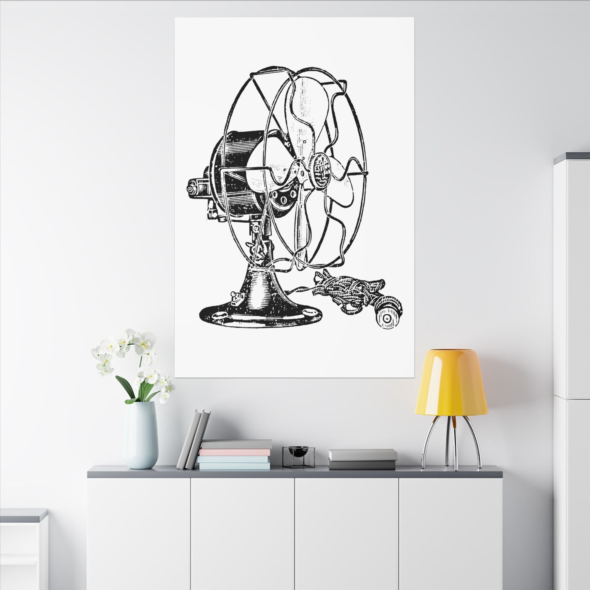Vintage Electric Fan Illustration Canvas