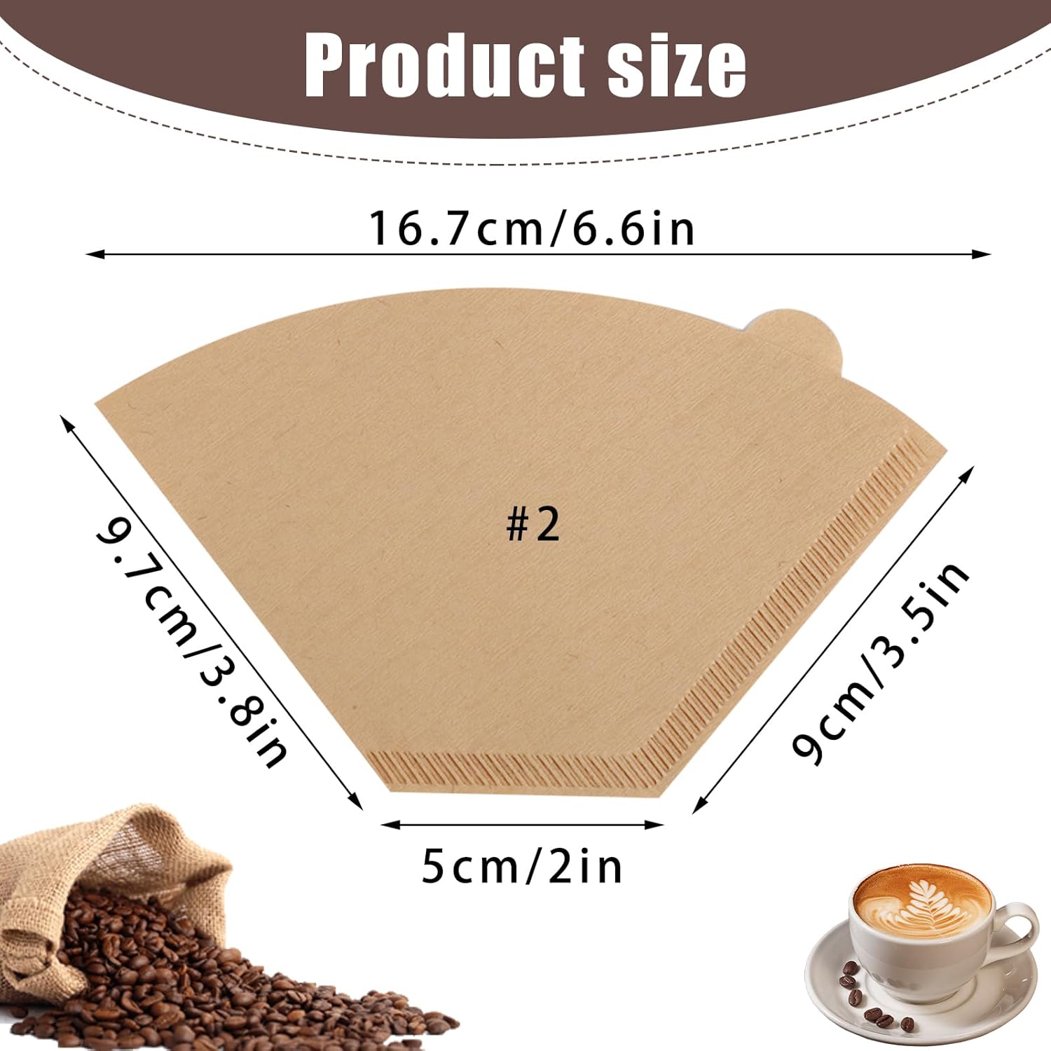 200 Count Coffee Filter #2, 2 Coffee Filters Cone Unbleached Disposable Coffee Filters 2 Cone Paper Fits for Drip and Compatible with Pour Over Coffee...