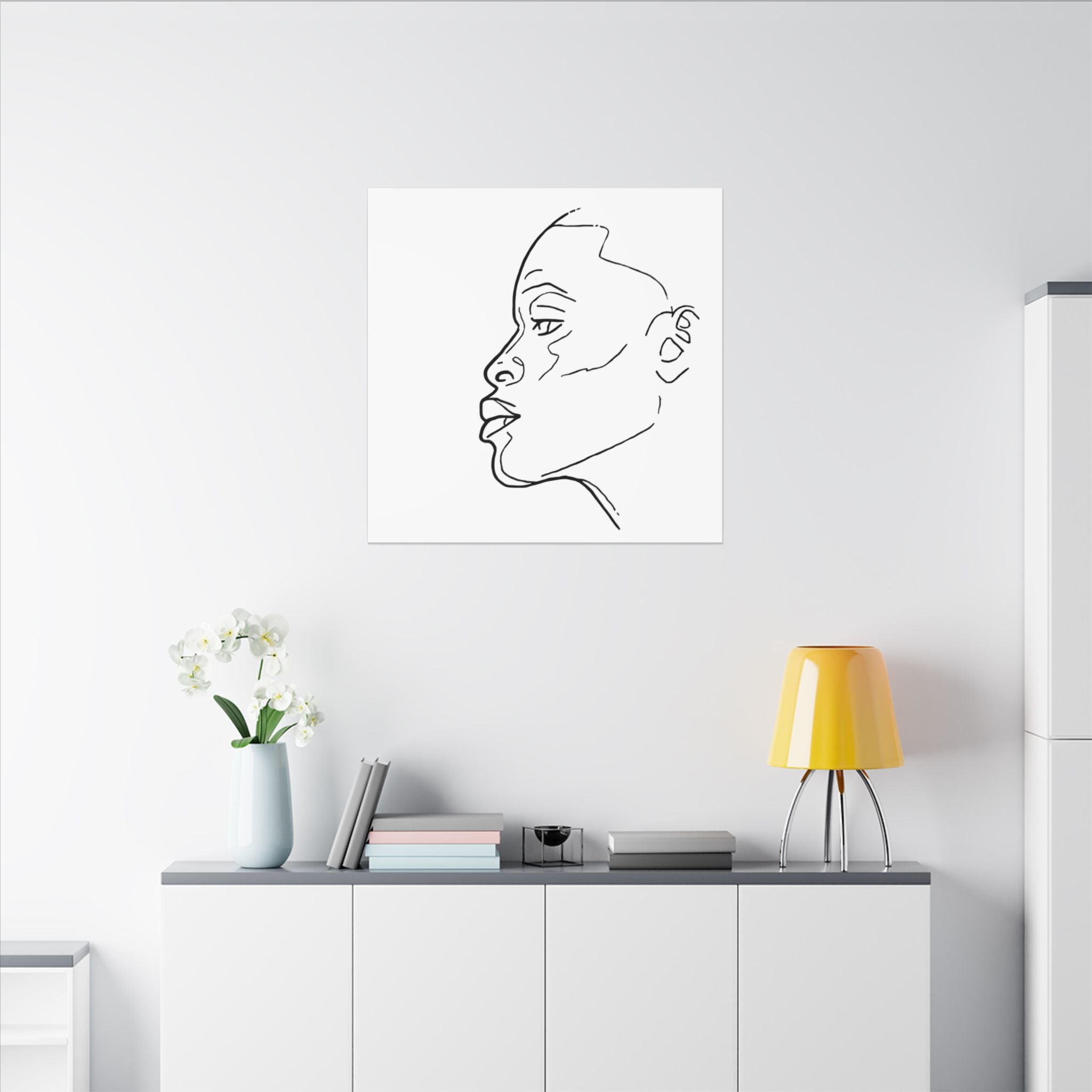 line drawing Female face Illustration Canvas