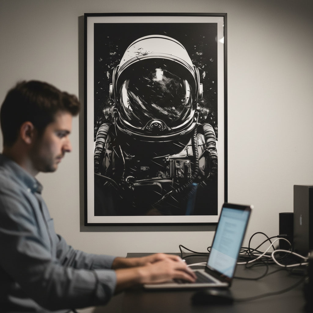 Black & white astronaut art Canvas