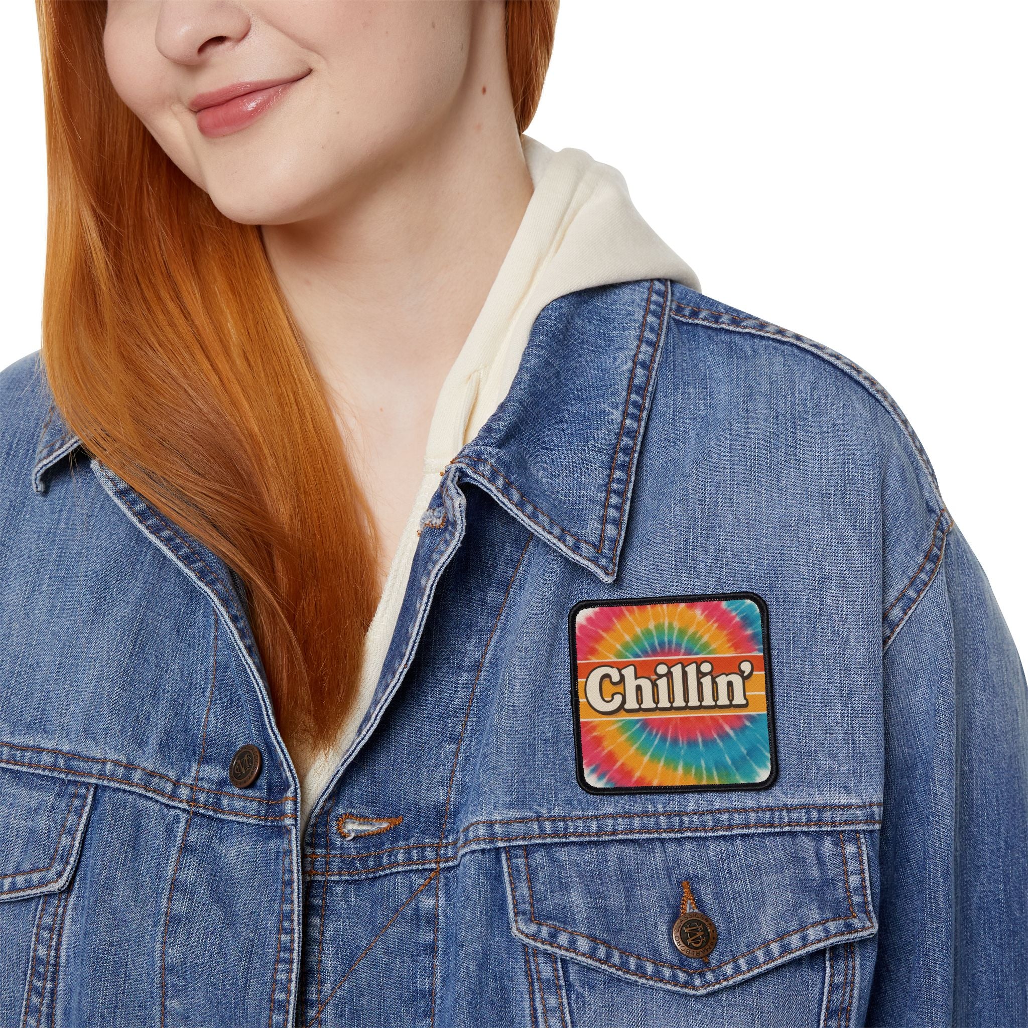 Retro Tie-Dye Chillin' Iron-On Patches for Jackets, Bags, Customization, Gifts, DIY Projects