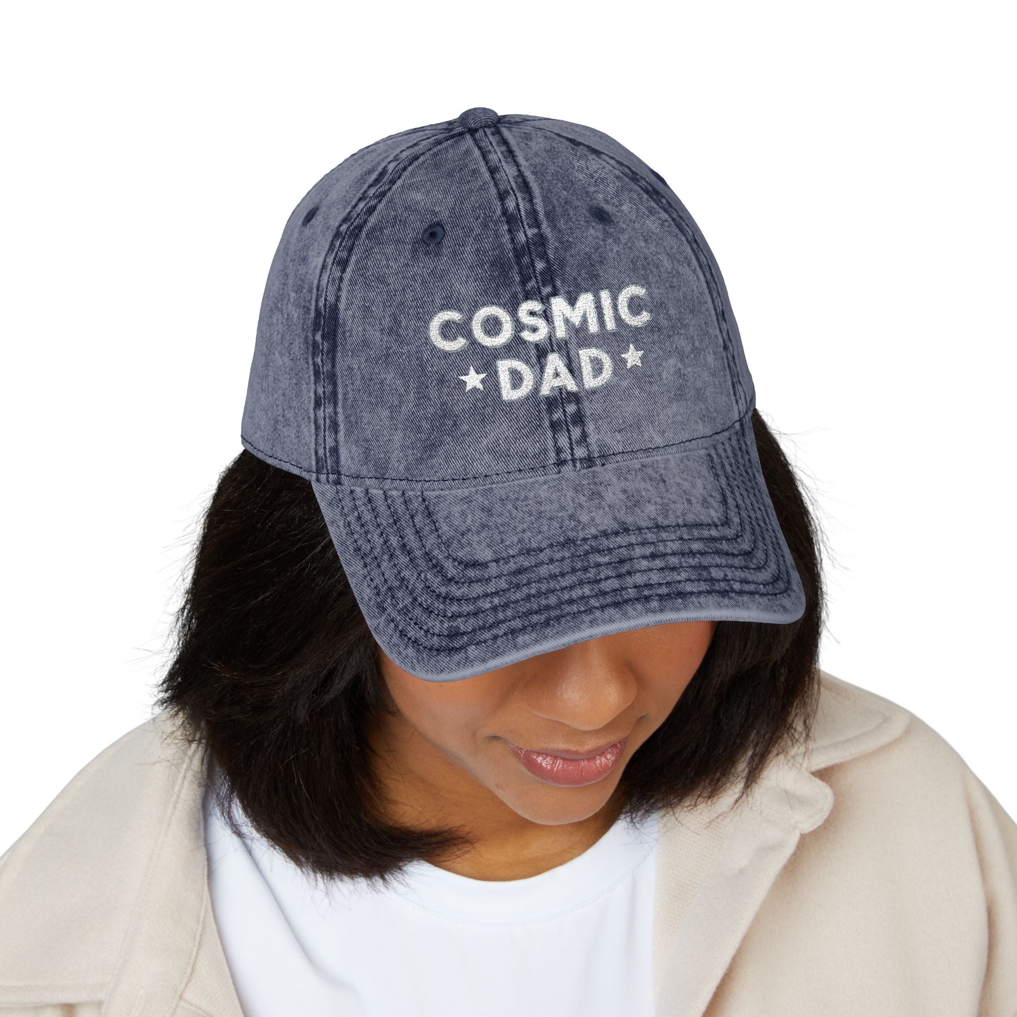 Cosmic Dad Vintage Cap, Embroidered Dad Hat, Stylish Gift for Fathers Day, Casual Dad Accessories, Trendy Red Cap