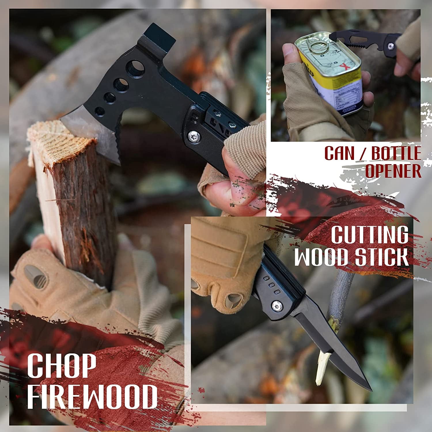 Christmas Stocking Stuffers, Gifts for Men Dad Husband, Unique Anniversary Birthday Gifts Idea for Him, Multitool Axe Hammer Camping Accessories, Cool Hunting Fishing Hiking Presents