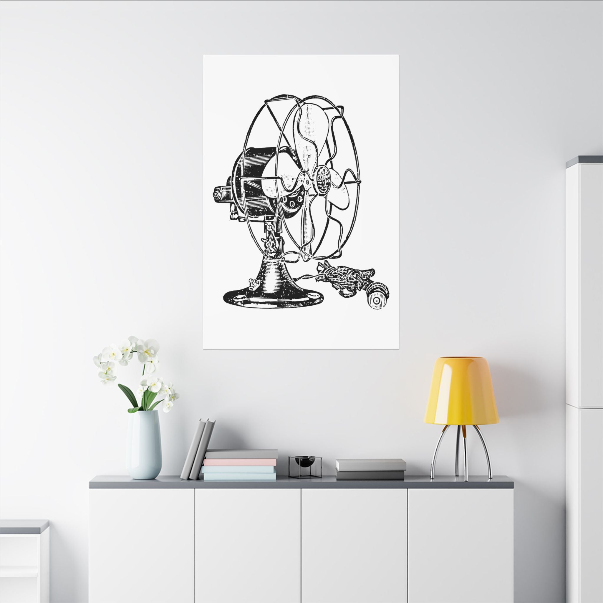 Vintage Electric Fan Illustration Canvas