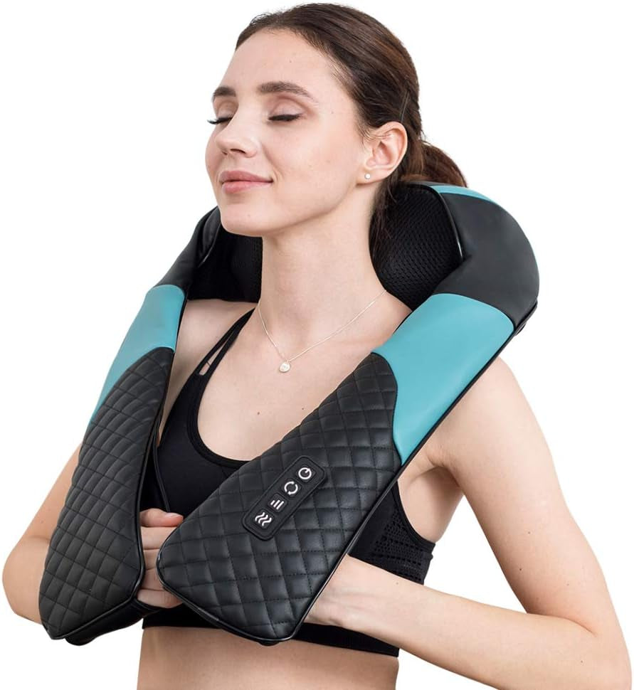 Shiatsu Back Shoulder and Neck Massager with Heat Deep Tissue 3D Kneading Massager for Relieving Muscle Pain Gift for Men/Women/Mom/Dad -Dark Blue