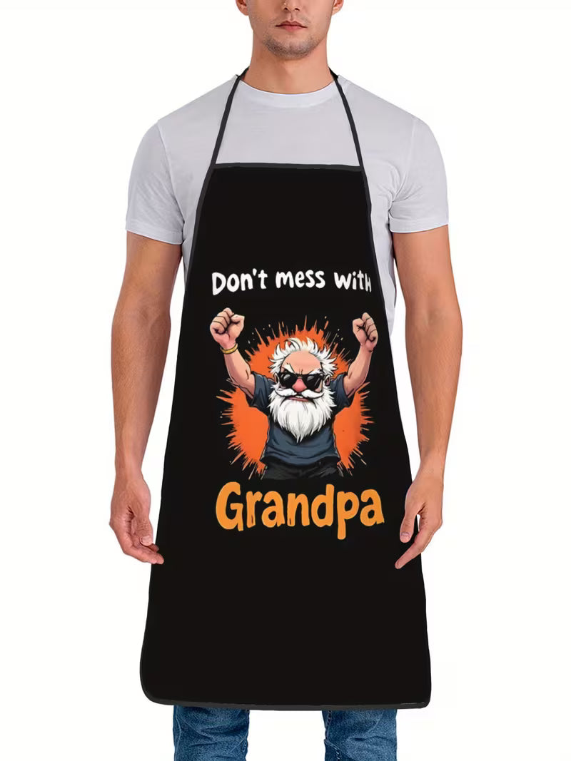 Don’t Mess With Grandpa – Adjustable Kitchen Apron (Bold Graphic)