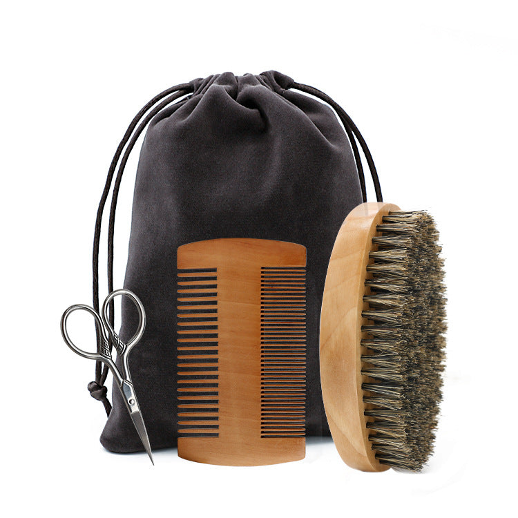 Men’s Beard Grooming Kit – Boar Bristle Brush & Wooden Comb