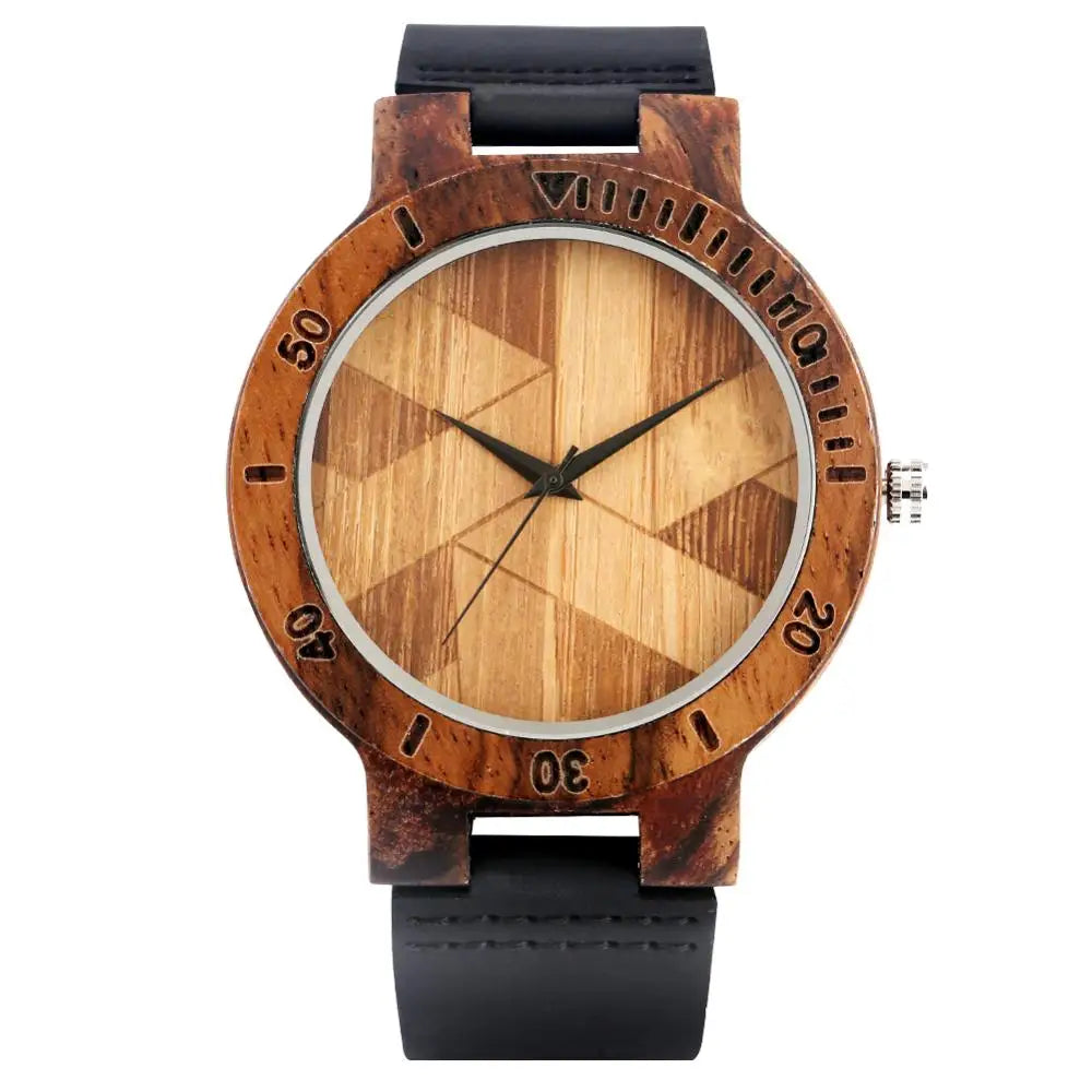 Couple Watch Unique Irregular Geometric Cut Design Men's Wooden Quartz Watches Women Dress Clock Retro Wristwatch Relojes Hombre